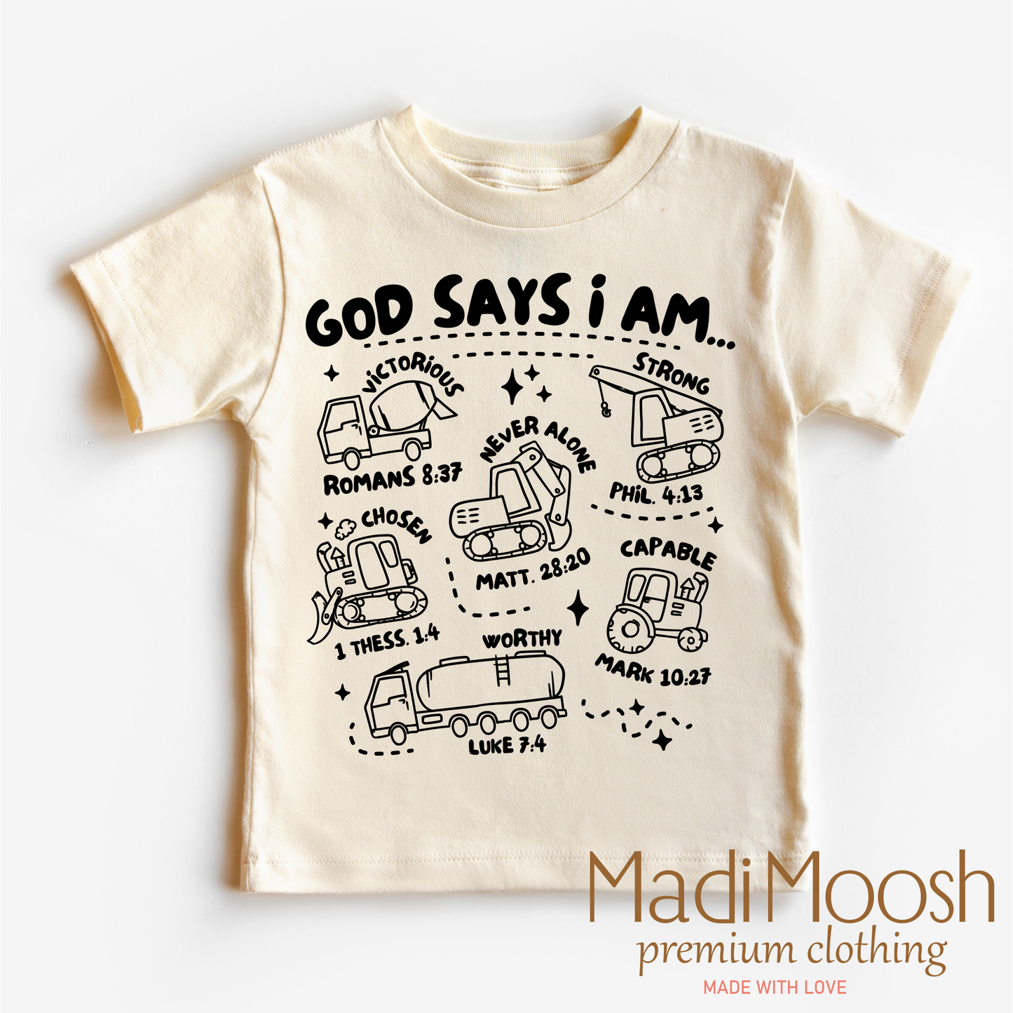 God Says I Am Construction Christian Shirt Bella Canvas