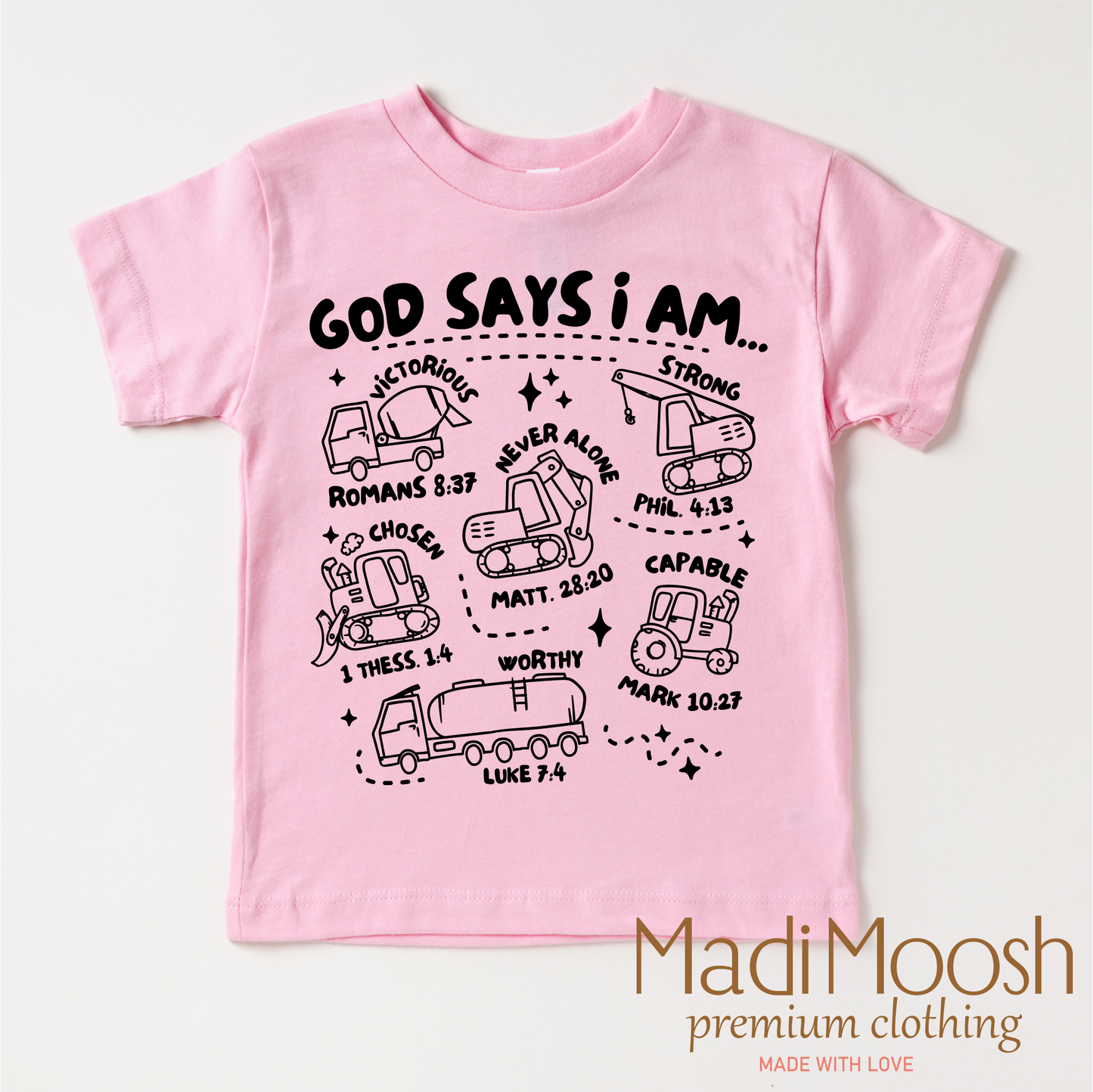 God Says I Am Construction Christian Shirt Bella Canvas