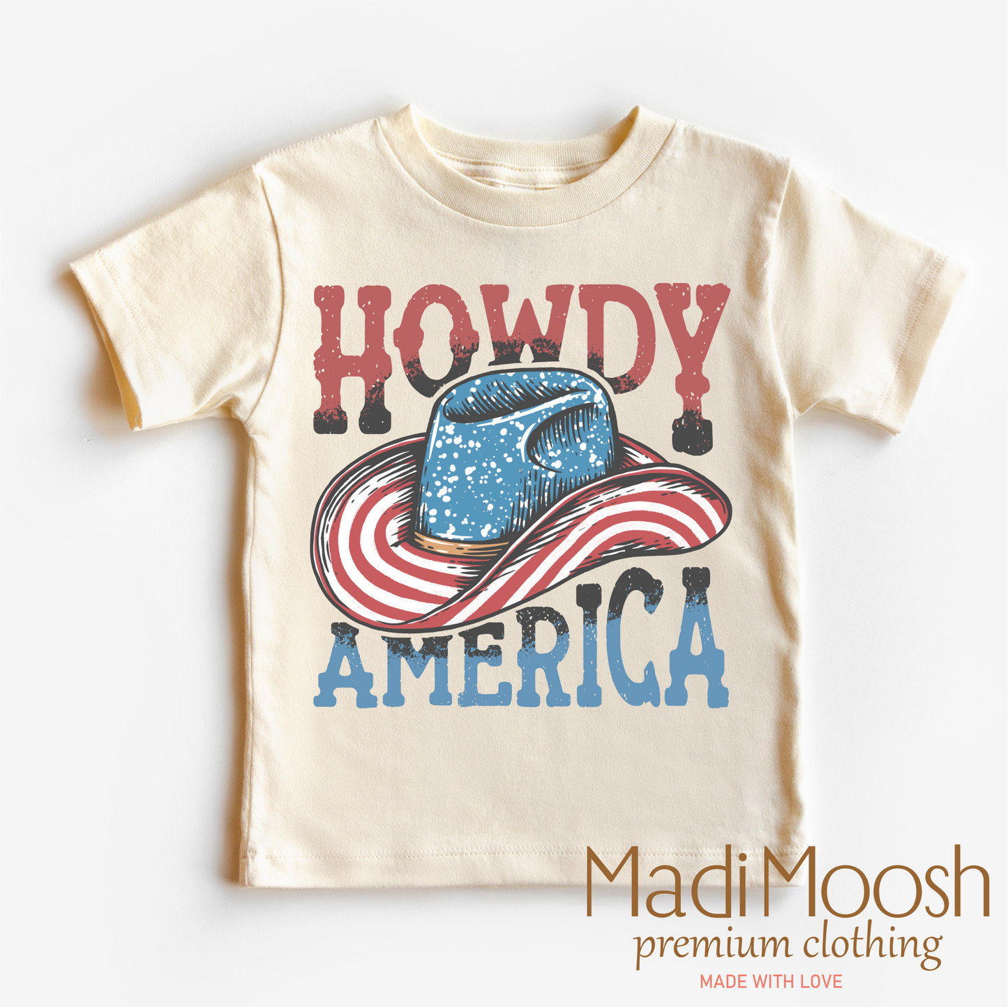 Howdy America Shirt July 4th Cotton T-Shirt Madi Moosh
