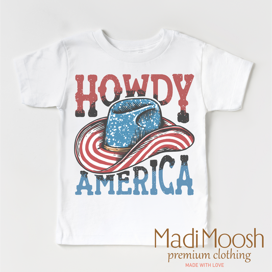 Howdy America Shirt July 4th Cotton T-Shirt Madi Moosh