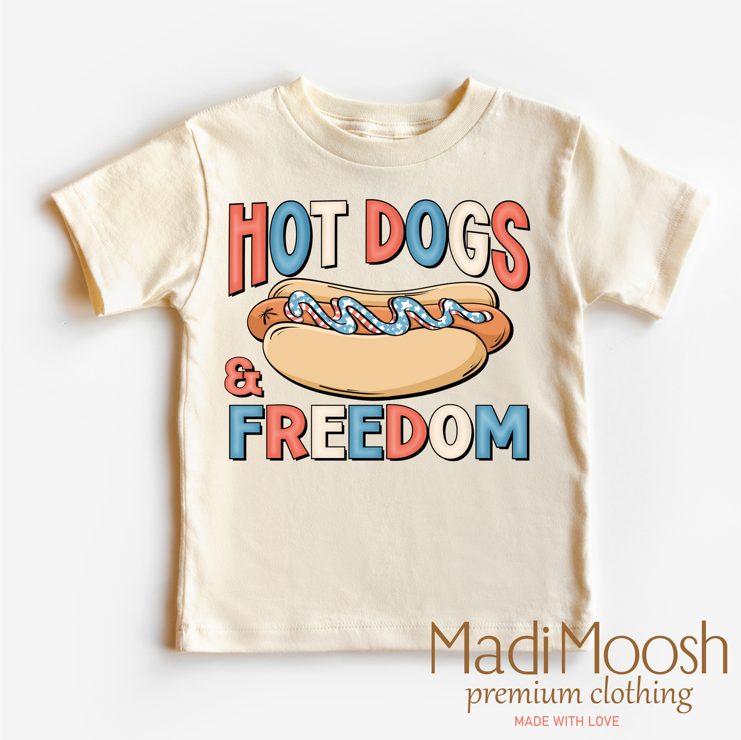 Hot Dogs And Freedom July 4th Shirt Bella Canvas