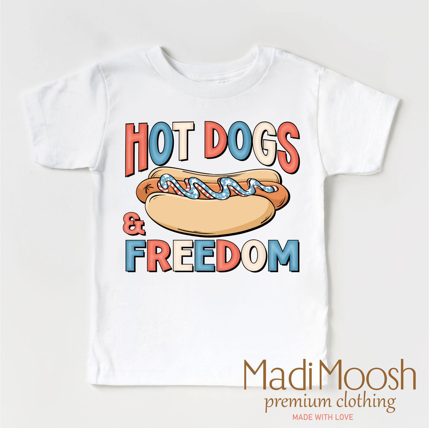 Hot Dogs And Freedom July 4th Shirt Bella Canvas