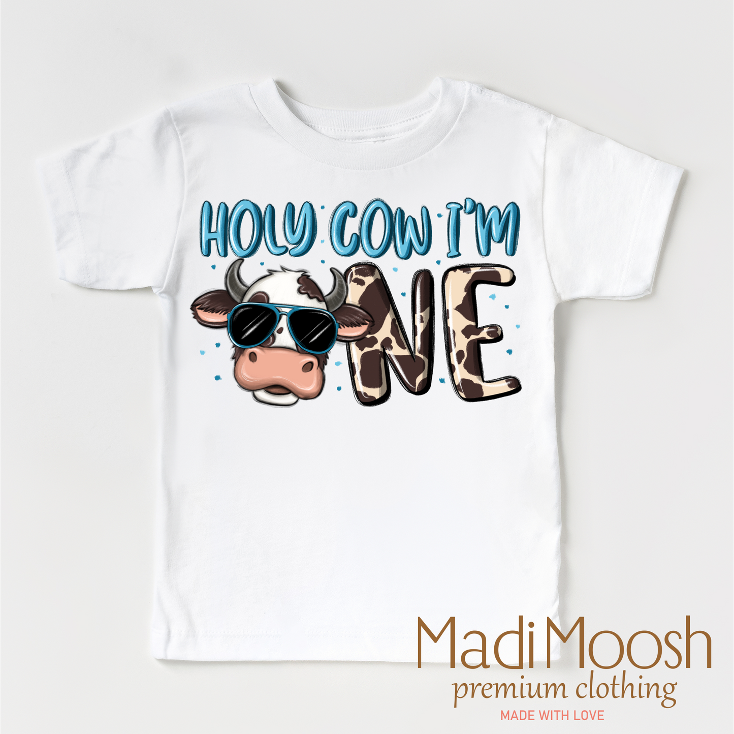 Holy Cow I'm One Birthday Boy Shirt Cow Birthday Shirt Madi Moosh