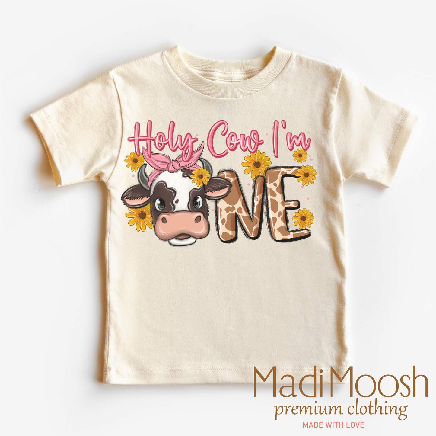 Cow Birthday Shirt Holy Cow I'm One Birthday Girl Shirt