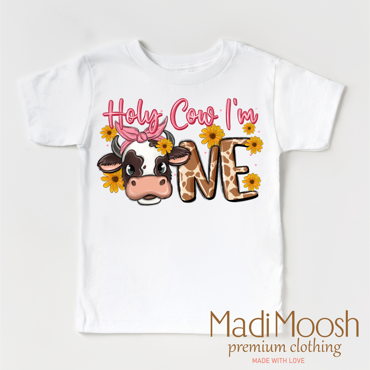 Cow Birthday Shirt Holy Cow I'm One Birthday Girl Shirt