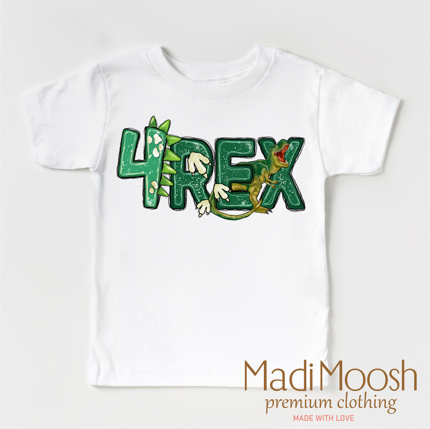 Boys Dinosaur Birthday Shirt Four Rex Birthday Shirt Madi Moosh