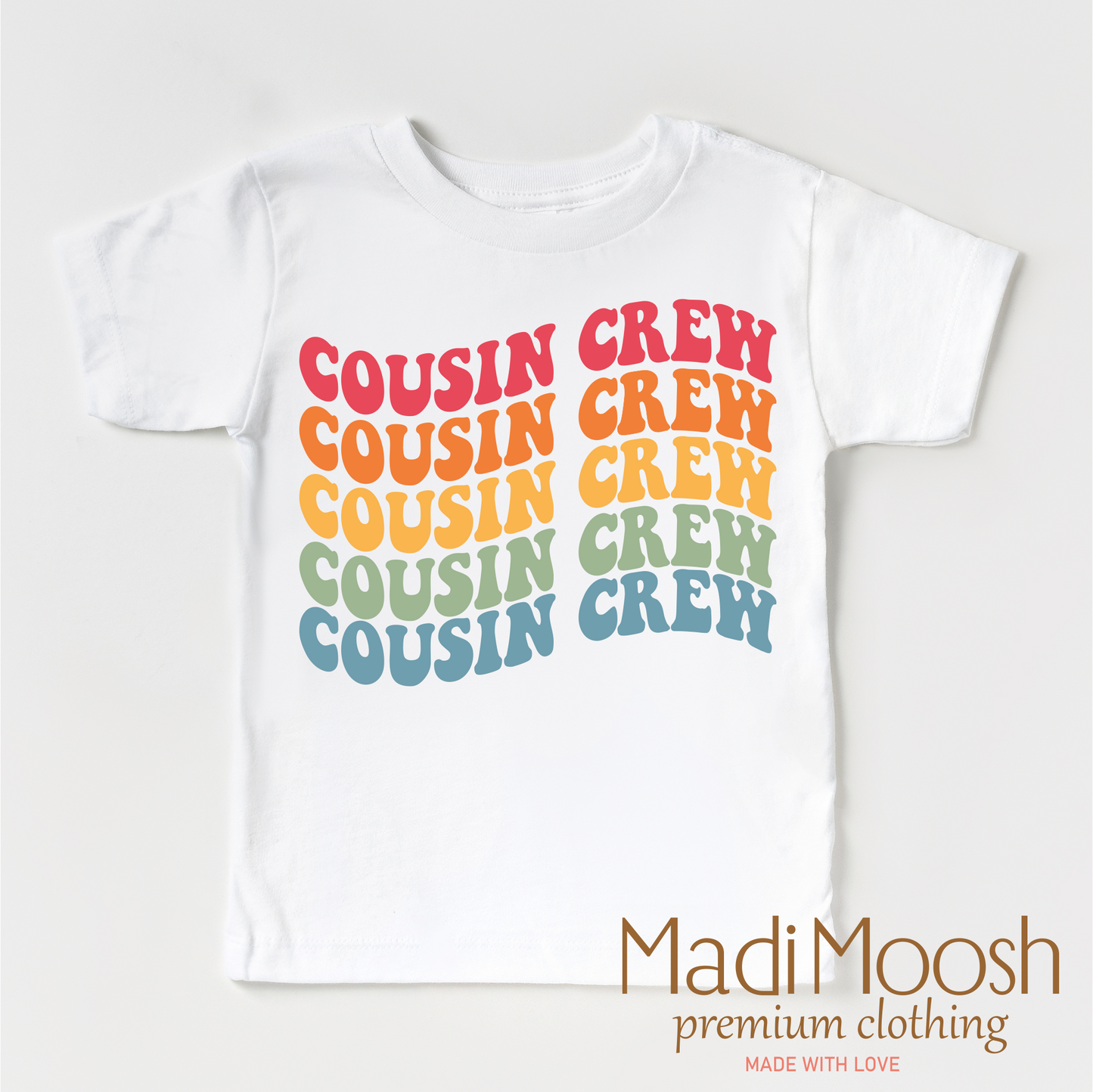 Cousin Crew Wavy Shirt 100% Cotton Bella Canvas Madi Moosh