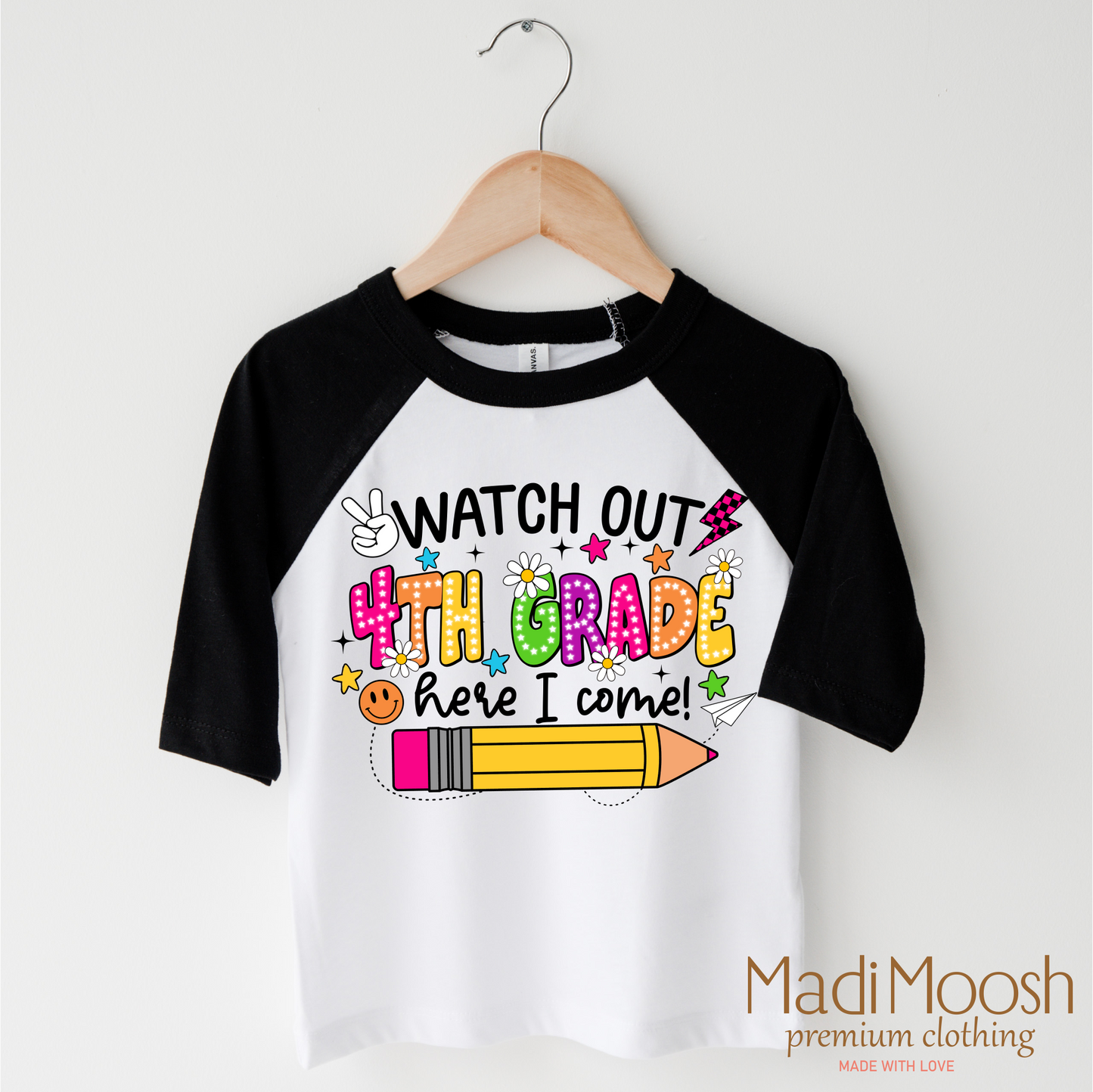 Watch Out 4th Grade Here I Come Cotton Shirt Back To School Shirt