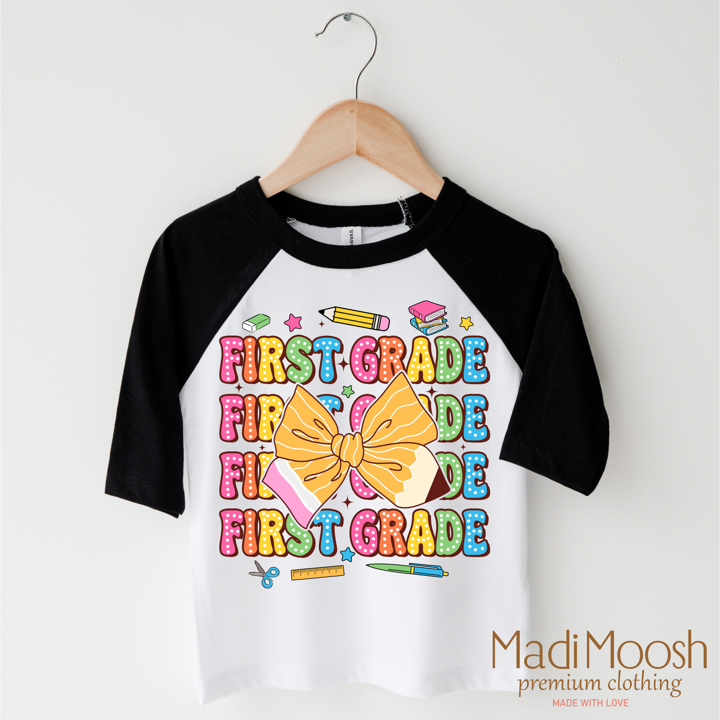Cute First Grade Back To School Shirt Kids T-Shirt Madi Moosh