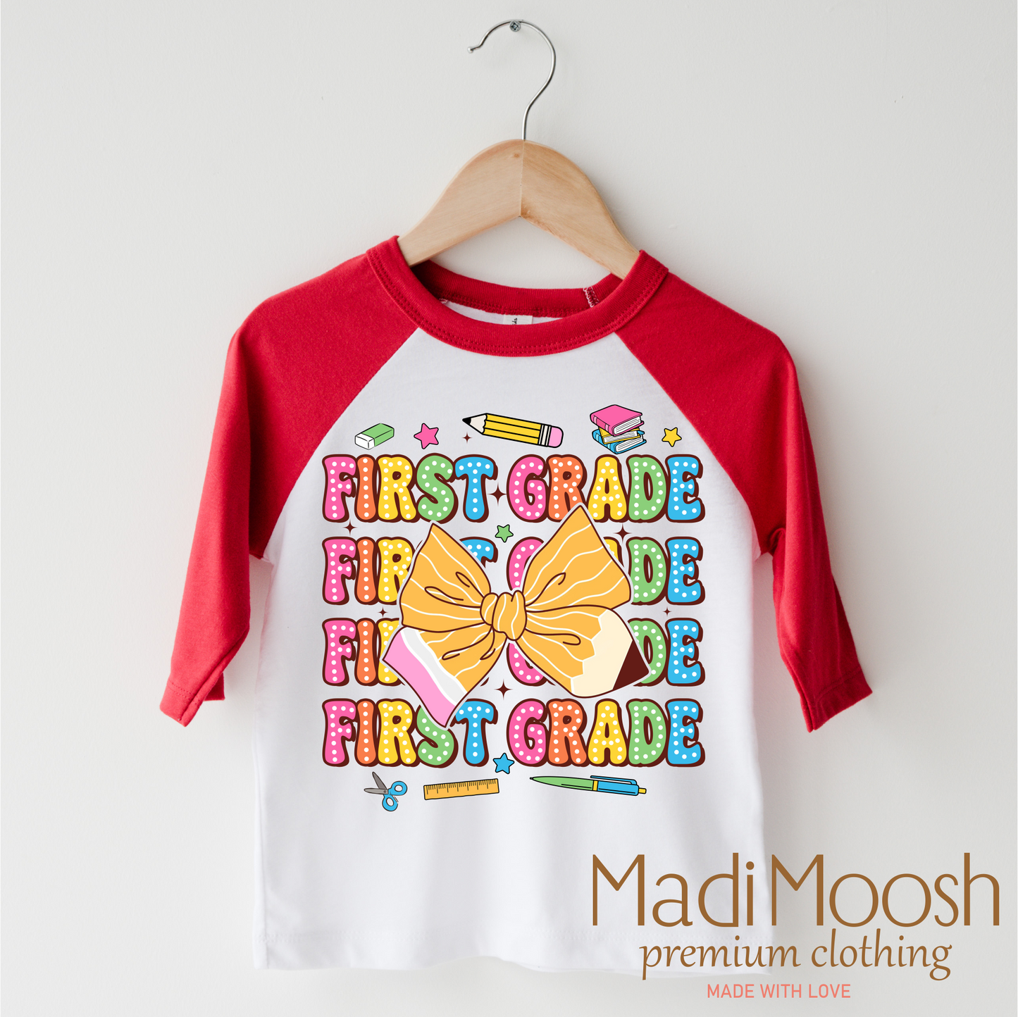 Cute First Grade Back To School Shirt Kids T-Shirt Madi Moosh