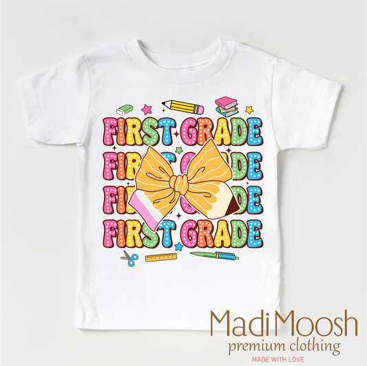 Cute First Grade Back To School Shirt Kids T-Shirt Madi Moosh