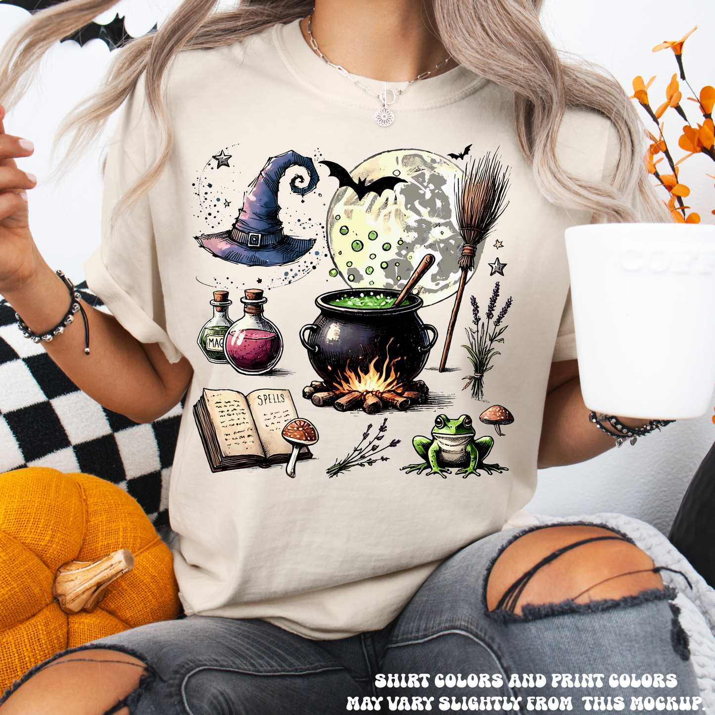 Halloween Witch Printed Comfort Colors Tee