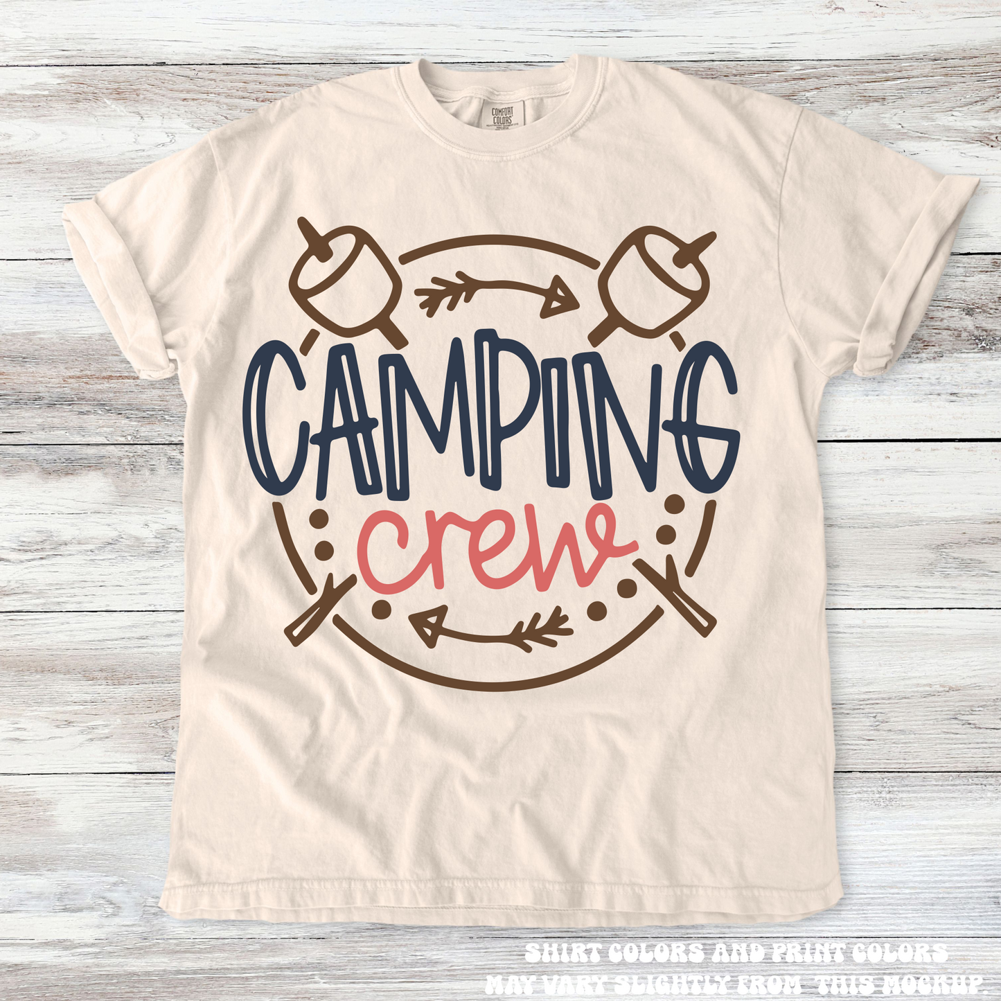 Camping Crew Tee Printed On Comfort Colors T-Shirt Madi Moosh