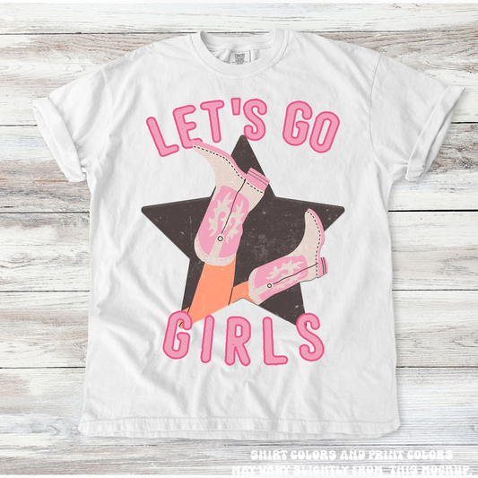 Let's Go Girls Western Tee - Printed On Comfort Colors