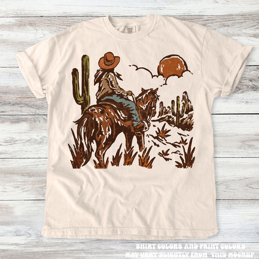 Cowgirl Sunset Western Printed Comfort Colors Tee