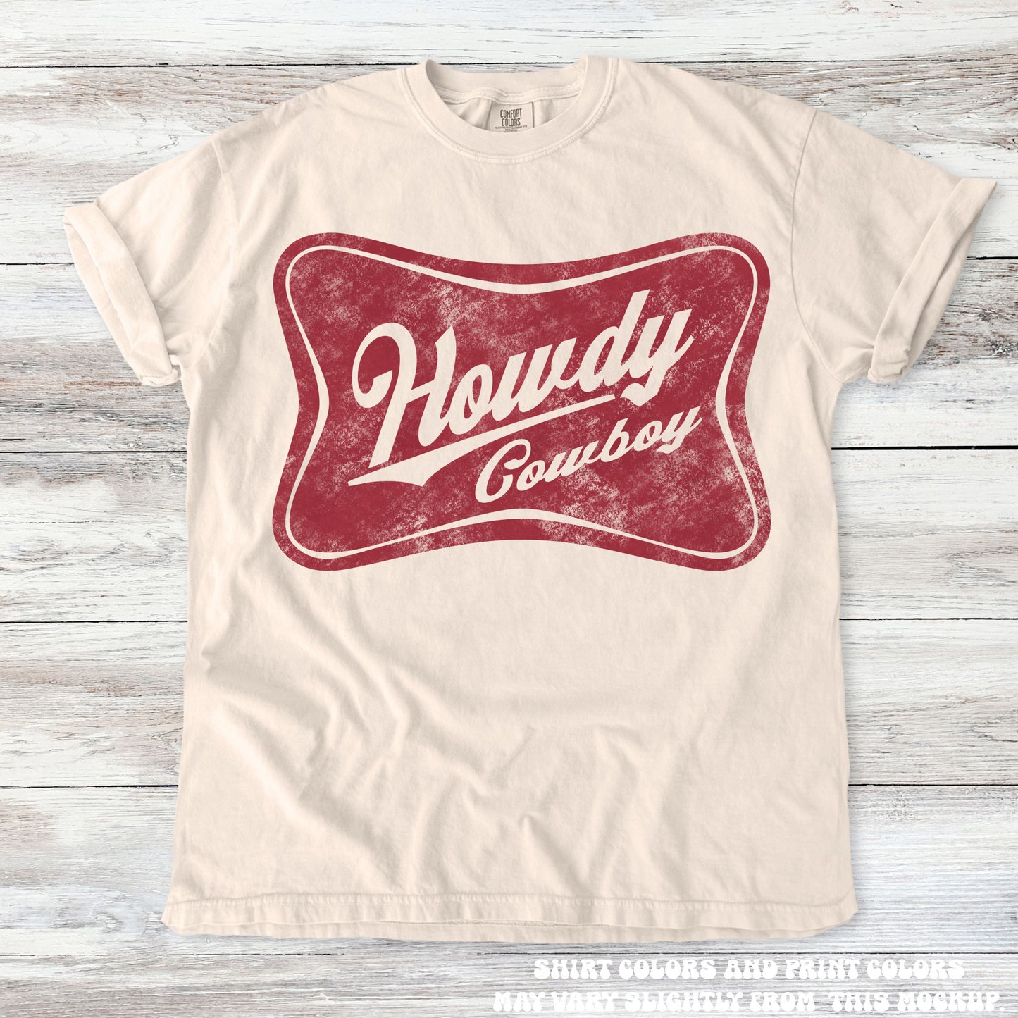 Retro Howdy Cowboy Western Tee - Printed On Comfort Colors
