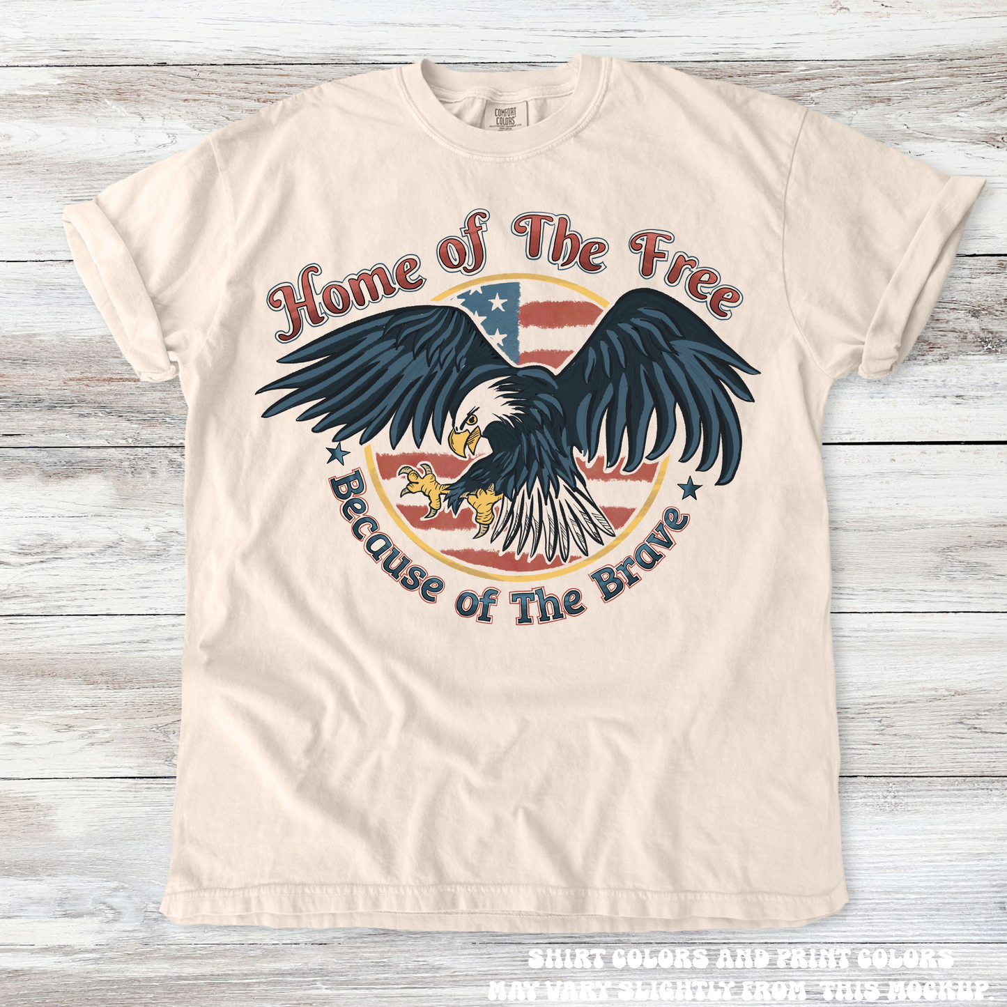 Retro Home Of The Free Because Of The Brave Tee - Printed On Comfort Colors