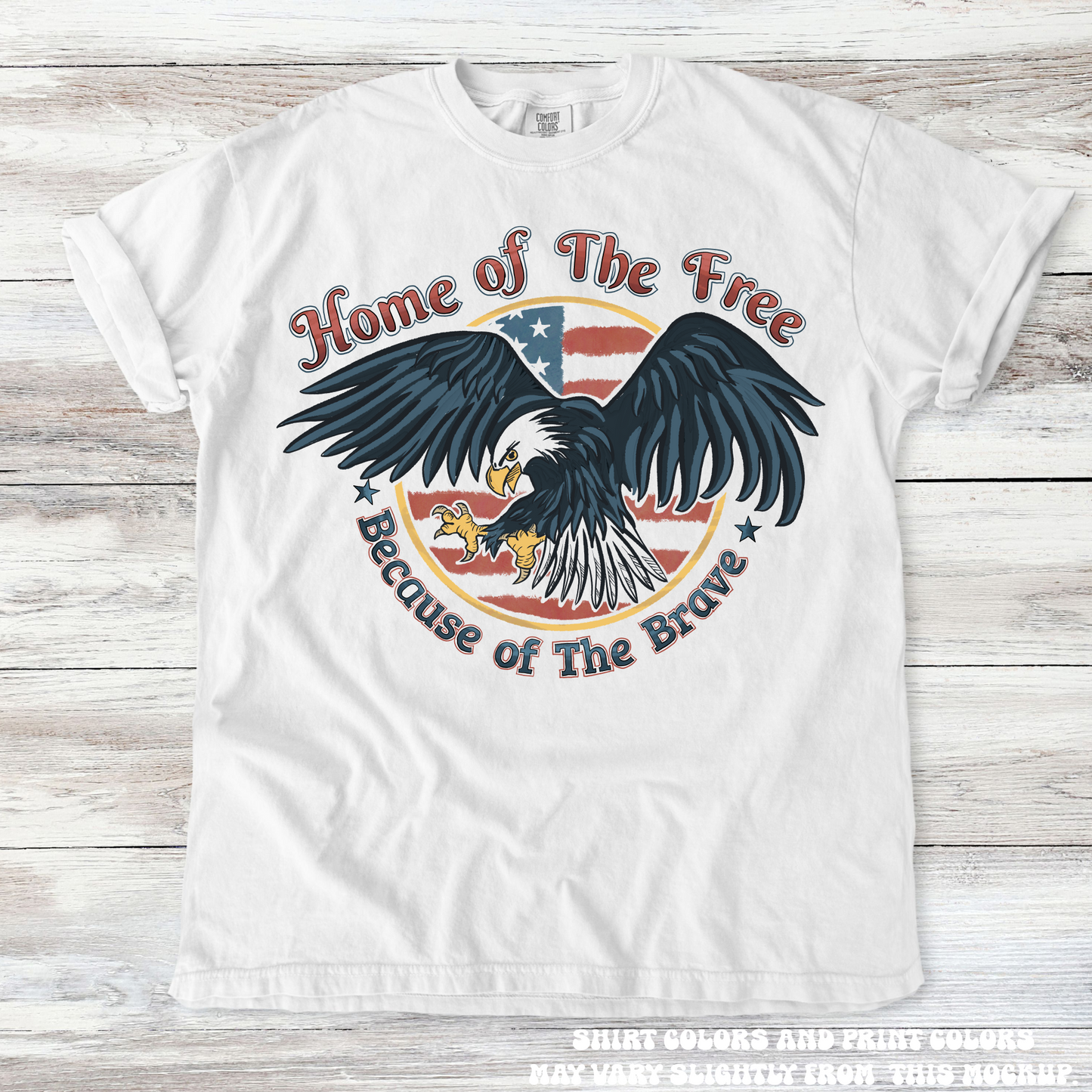 Retro Home Of The Free Because Of The Brave Tee - Printed On Comfort Colors