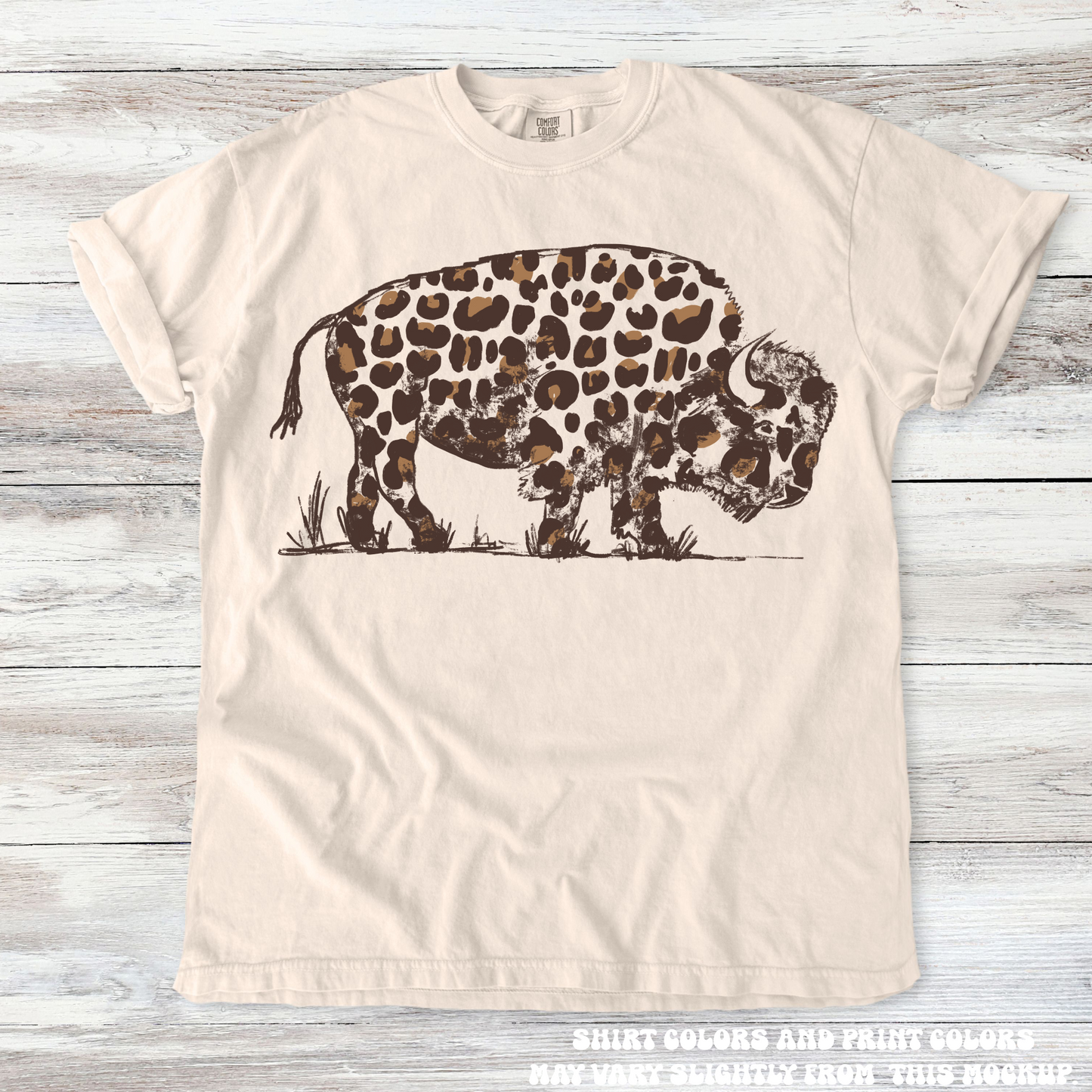 Leopard Print Buffalo Western Tee - Printed On Comfort Colors