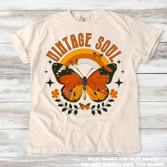 Retro Vintage Soul Boho Butterfly Tee - Printed On Comfort Colors