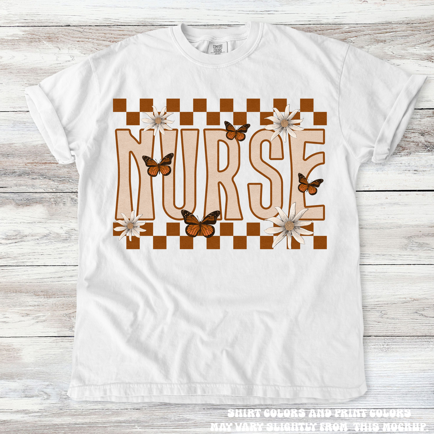 Boho Butterfly Nurse Tee Printed On Comfort Colors Madi Moosh