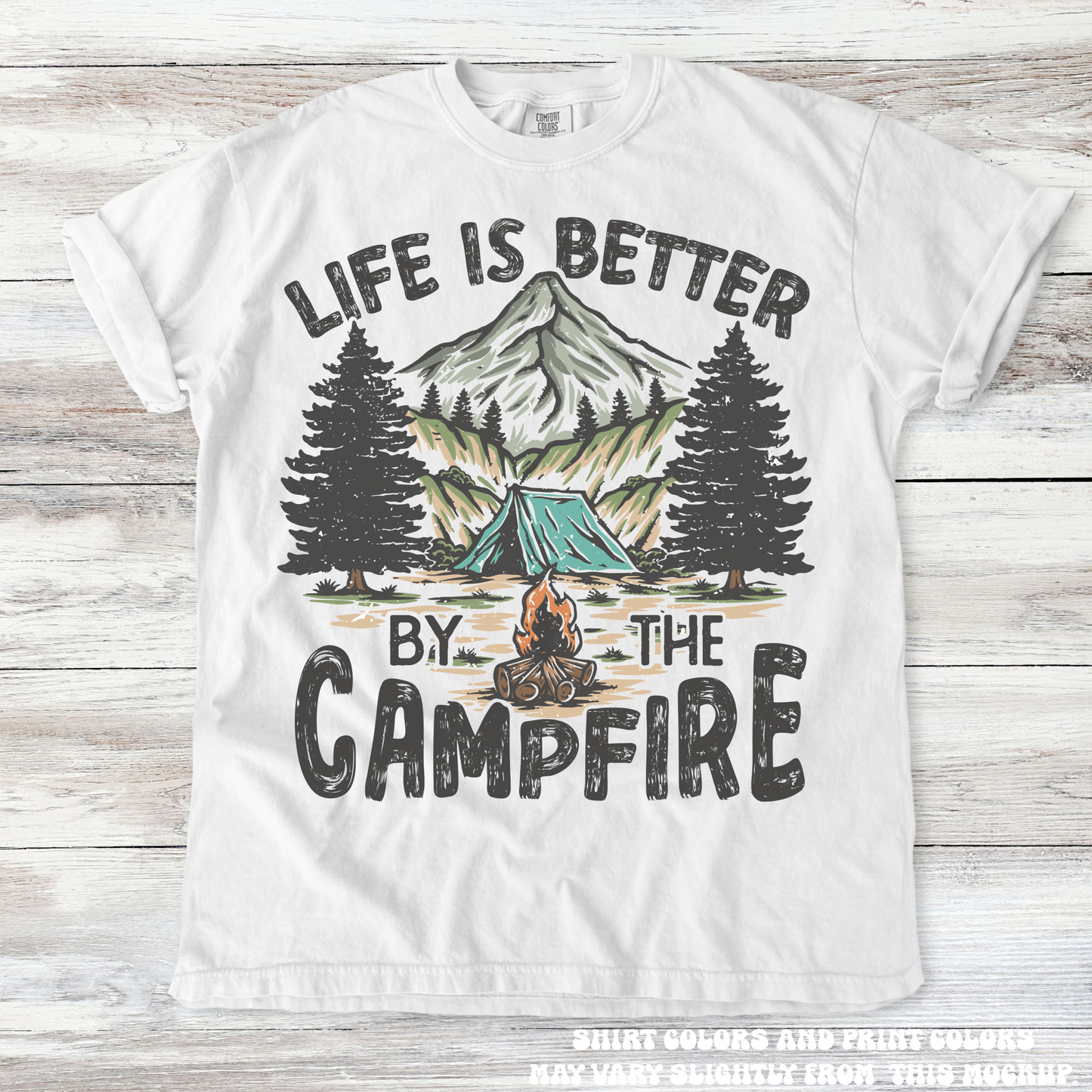Retro Life Is Better By The Campfire Camping Shirt - Printed On Comfort Colors