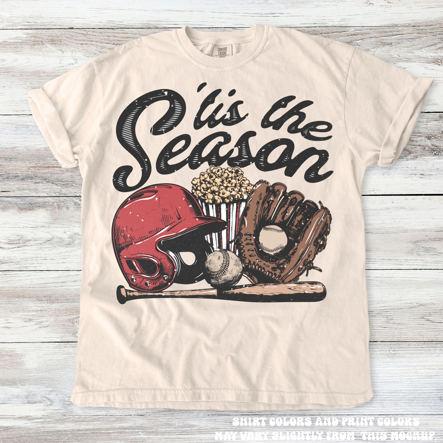 Retro Baseball Tis The Season Shirt - Printed On Comfort Colors