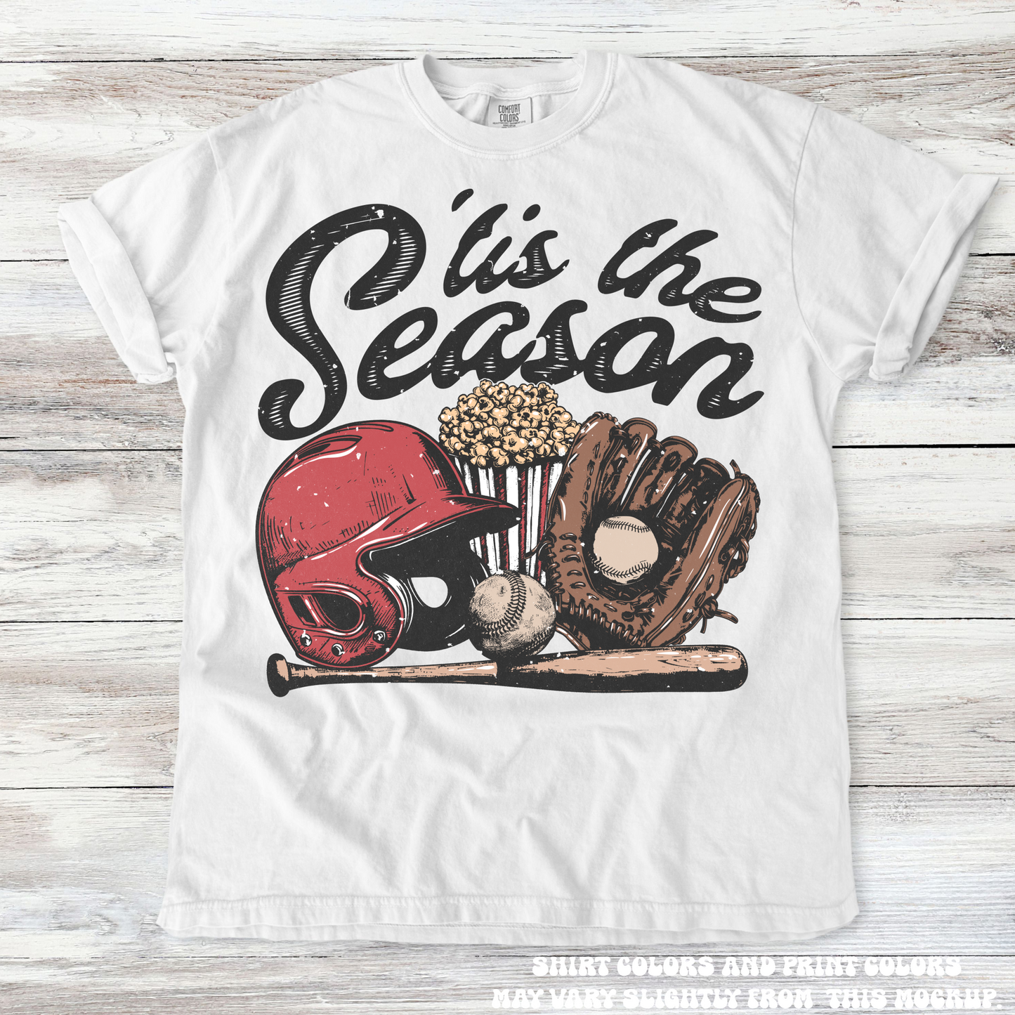 Retro Baseball Tis The Season Shirt - Printed On Comfort Colors