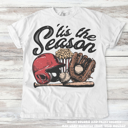 Retro Baseball Tis The Season Shirt - Printed On Comfort Colors