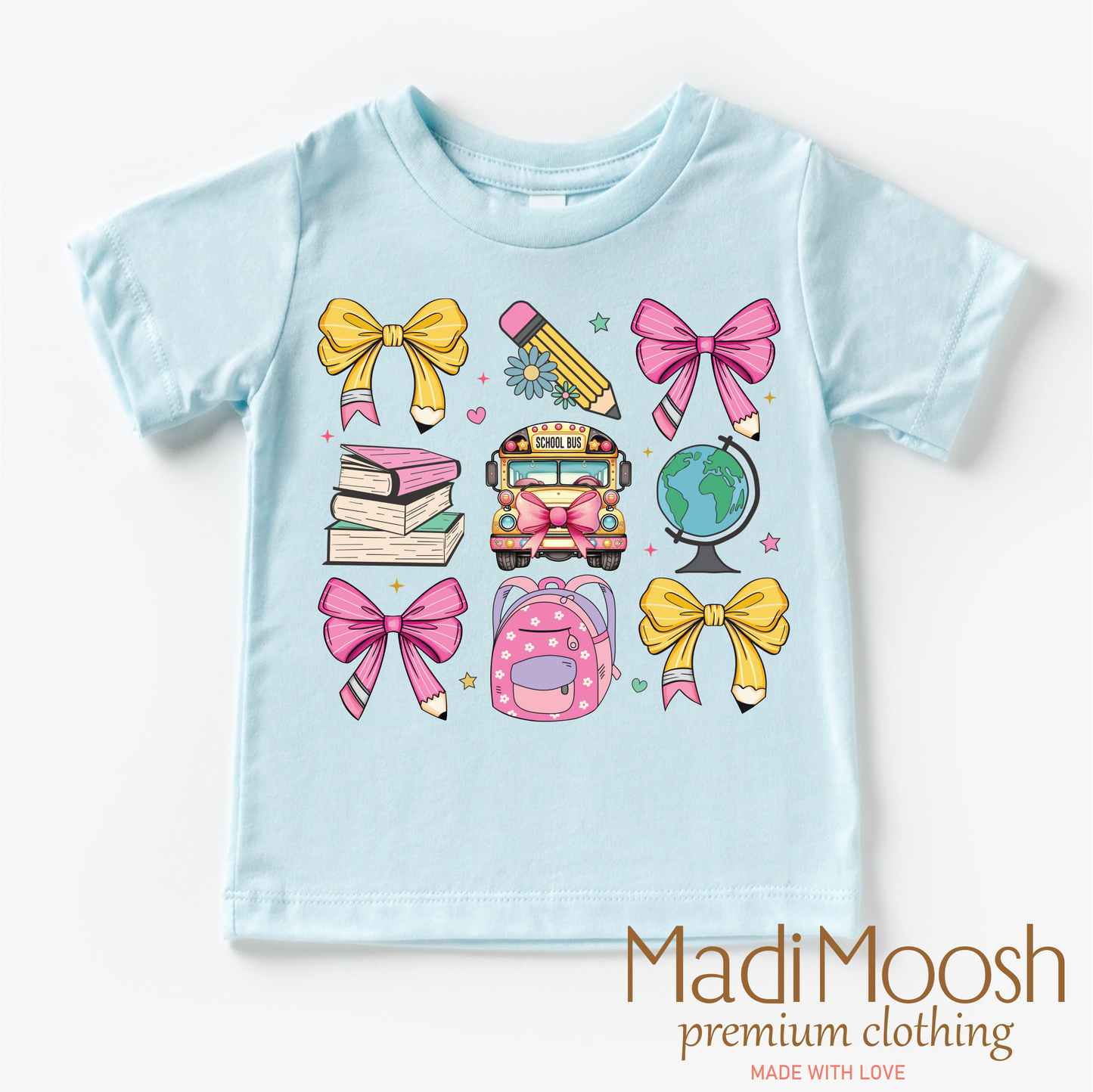 Bows And Pencils Cute Back To School Shirt - Kids Tee Bella Canvas