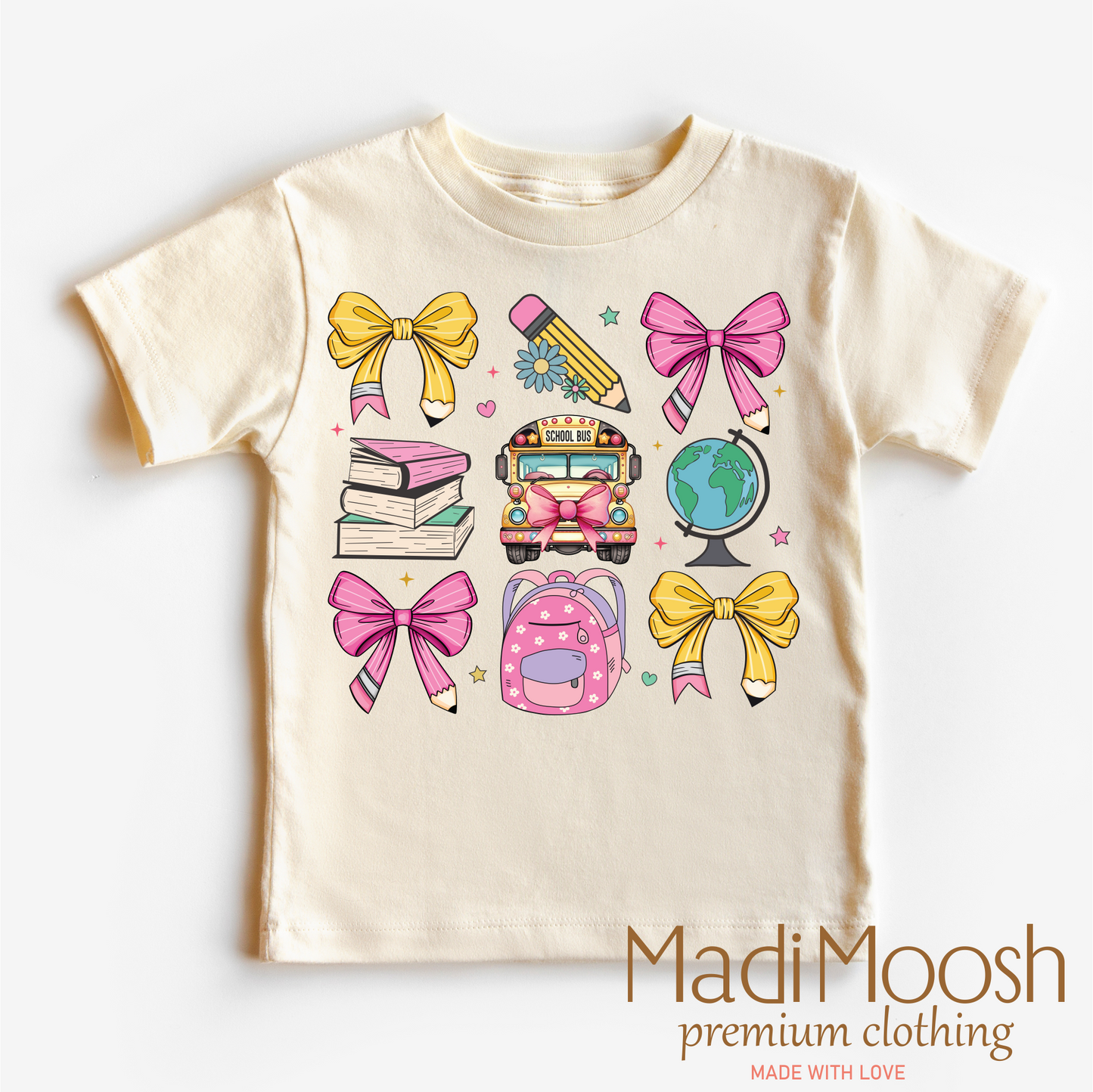 Bows And Pencils Cute Back To School Shirt - Kids Tee Bella Canvas