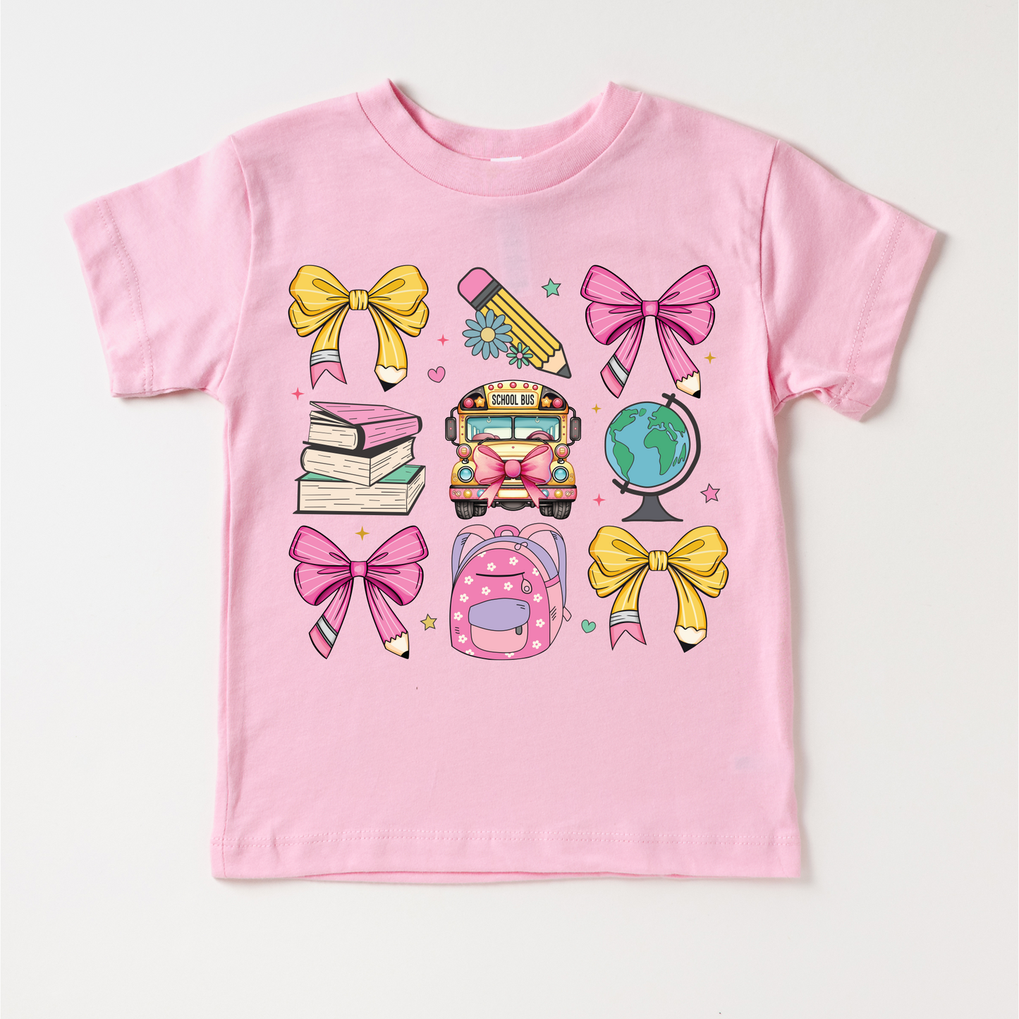 Bows And Pencils Cute Back To School Shirt - Kids Tee Bella Canvas