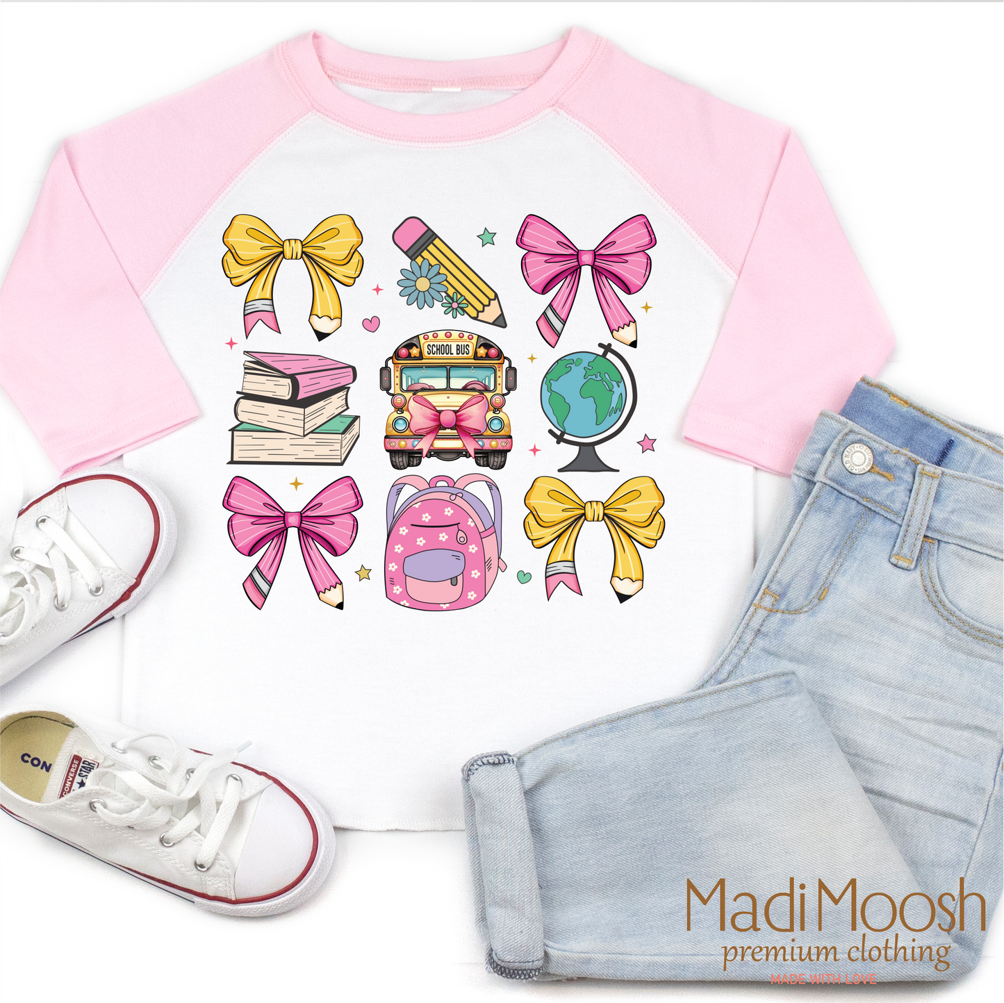 Bows And Pencils Cute Back To School Shirt - Kids Tee Bella Canvas