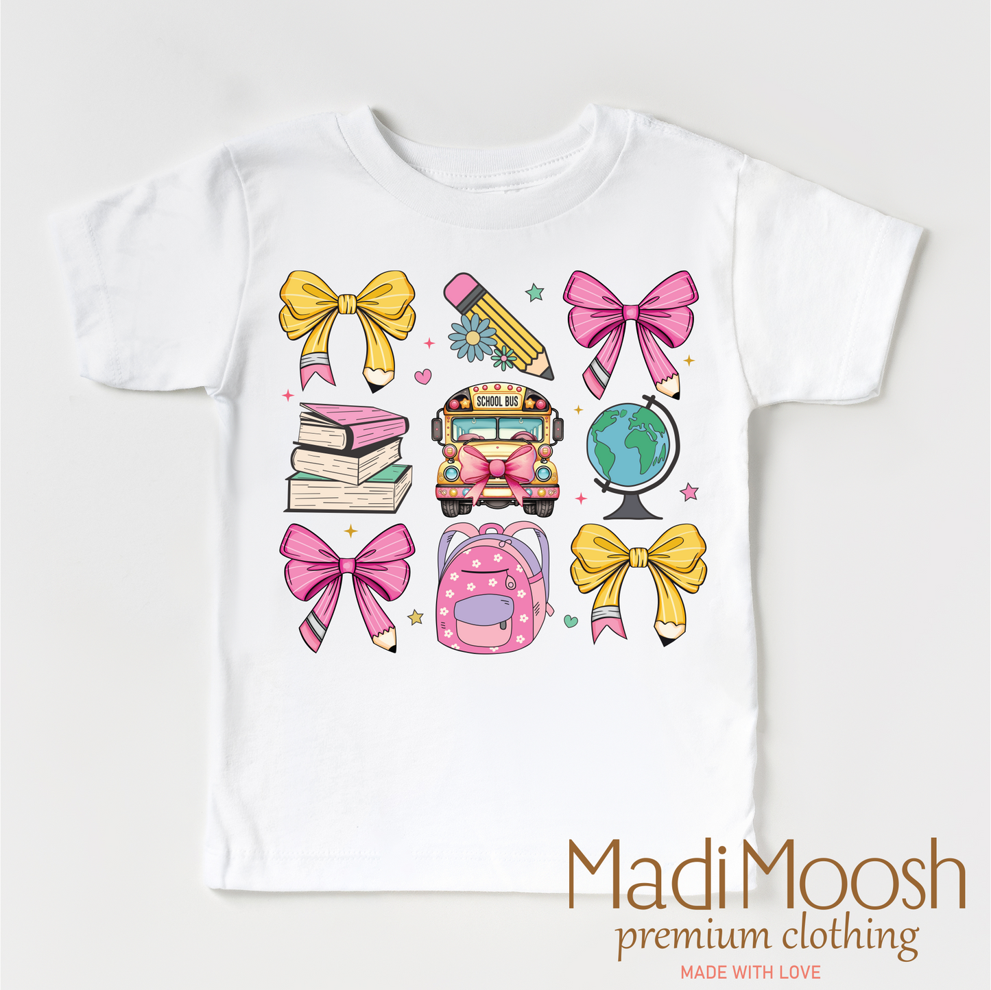 Bows And Pencils Cute Back To School Shirt - Kids Tee Bella Canvas
