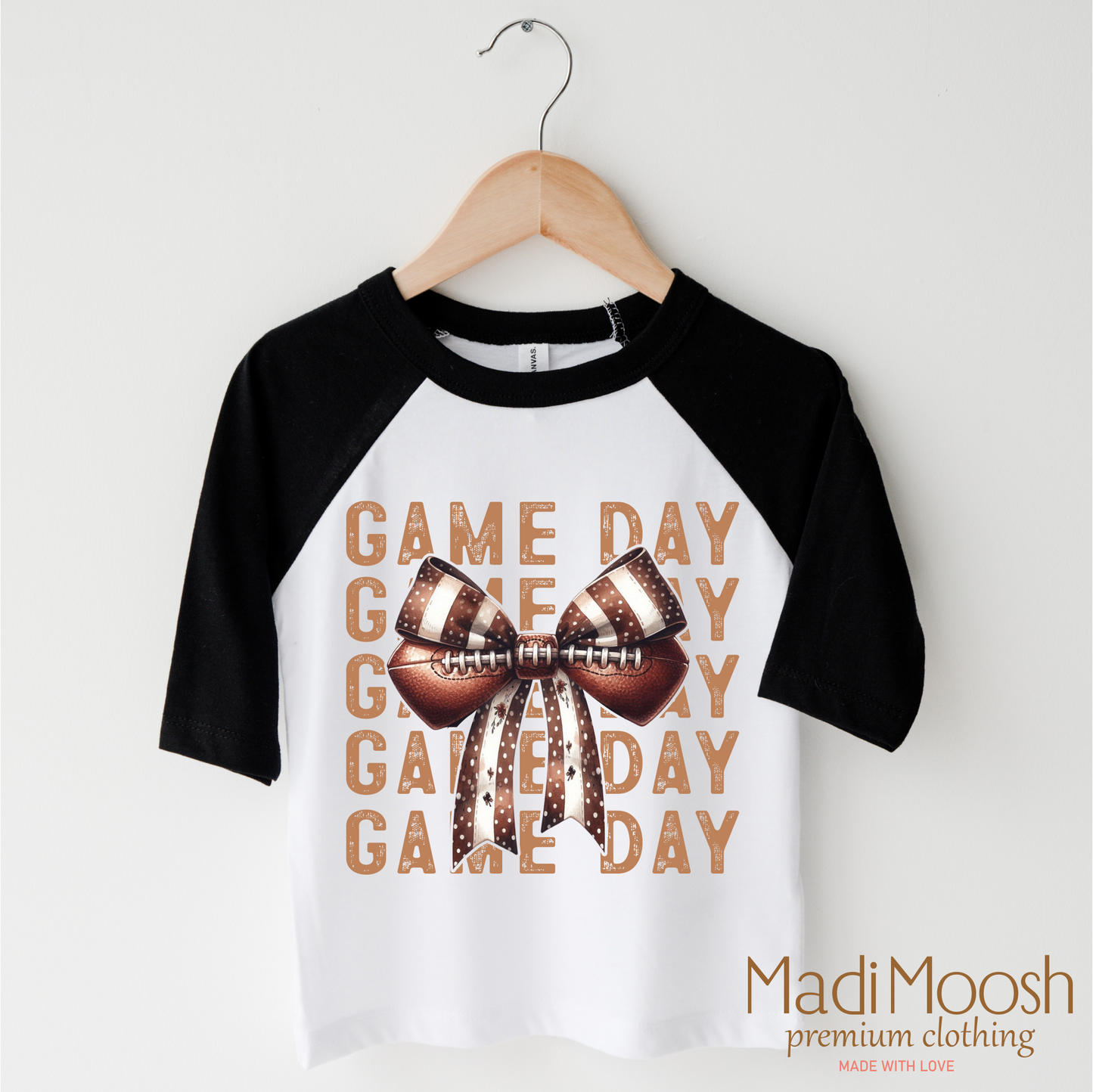 Football Game Day Shirt with Bows Football Tee Madi Moosh