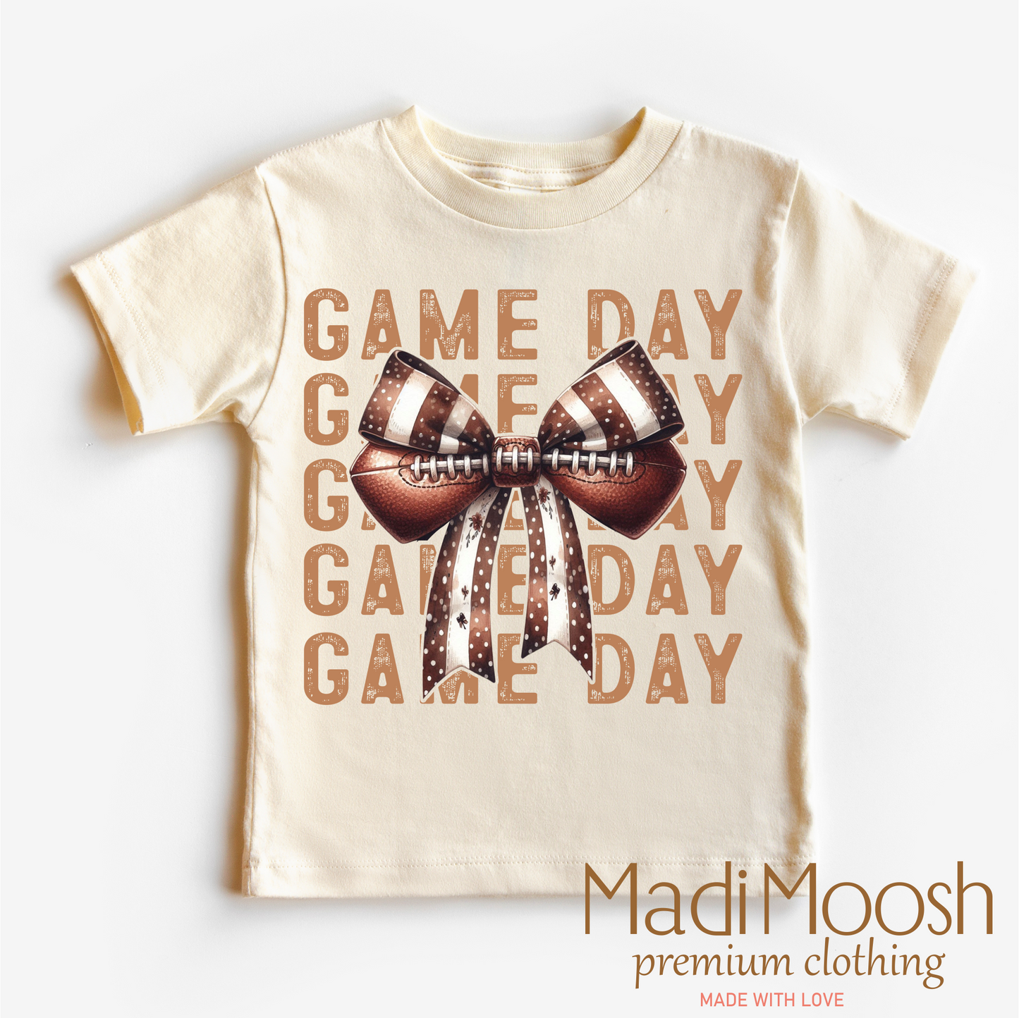 Football Game Day Shirt with Bows Football Tee Madi Moosh