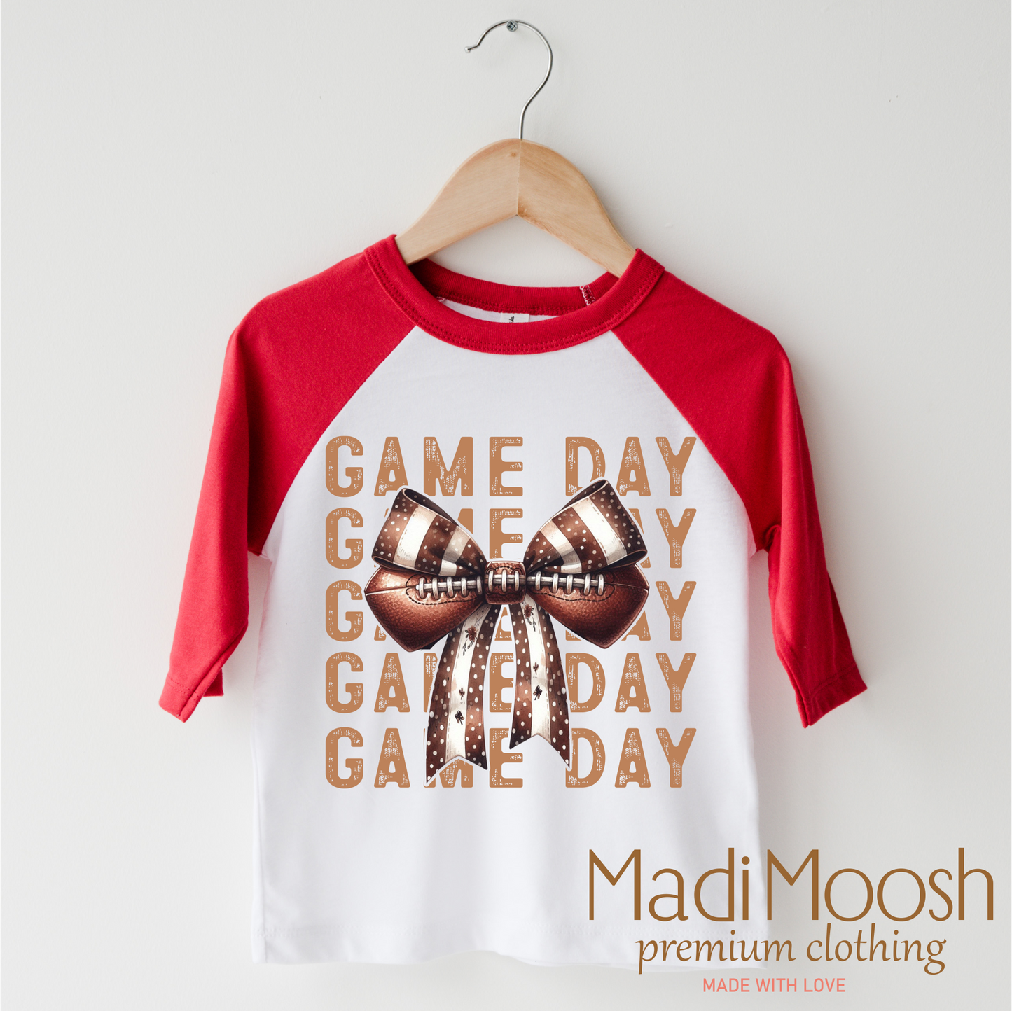 Football Game Day Shirt with Bows Football Tee Madi Moosh