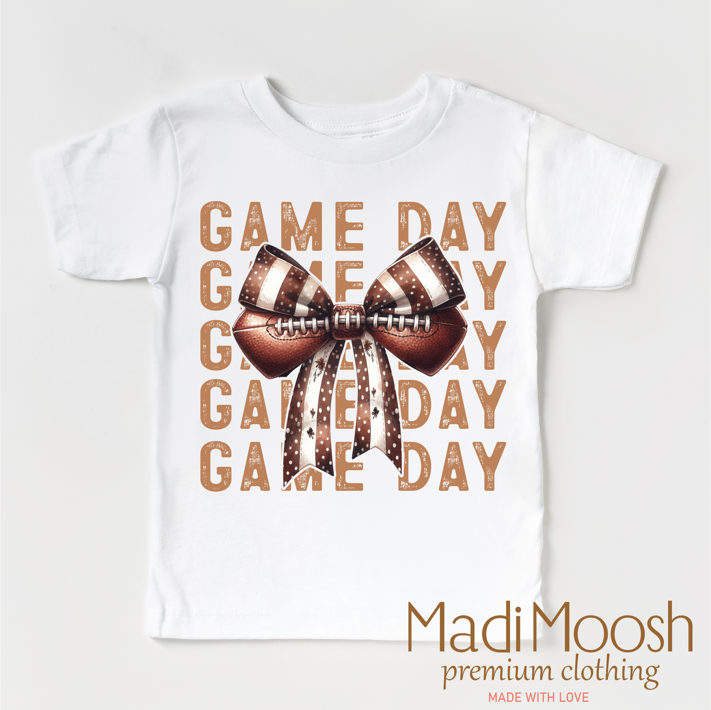 Football Game Day Shirt with Bows Football Tee Madi Moosh