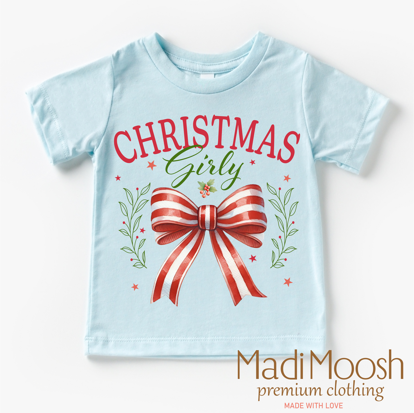Christmas Girly Bow Shirt Christmas Tee Madi Moosh