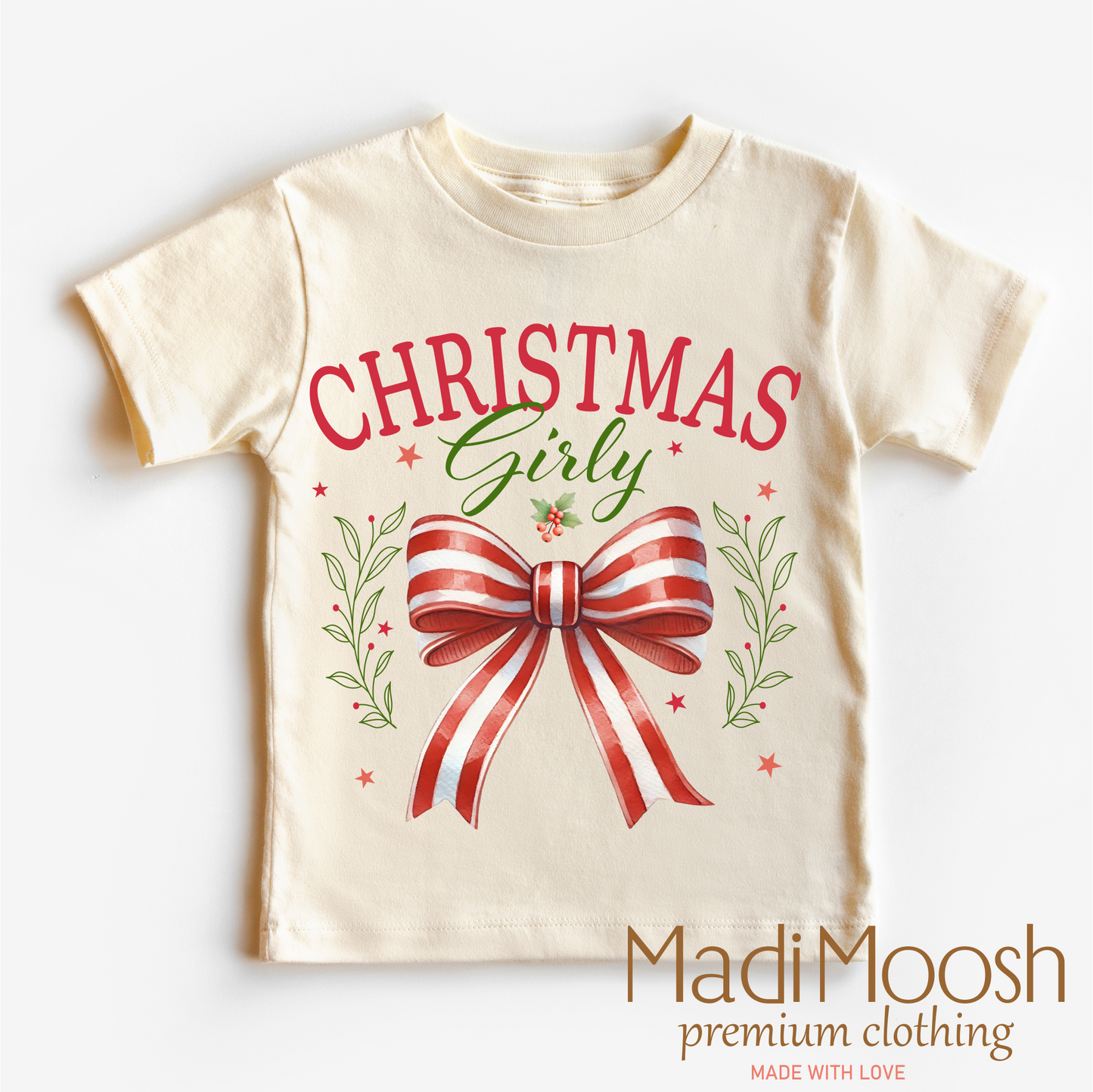 Christmas Girly Bow Shirt Christmas Tee Madi Moosh