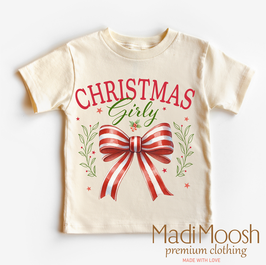 Christmas Girly Bow Shirt Christmas Tee Madi Moosh