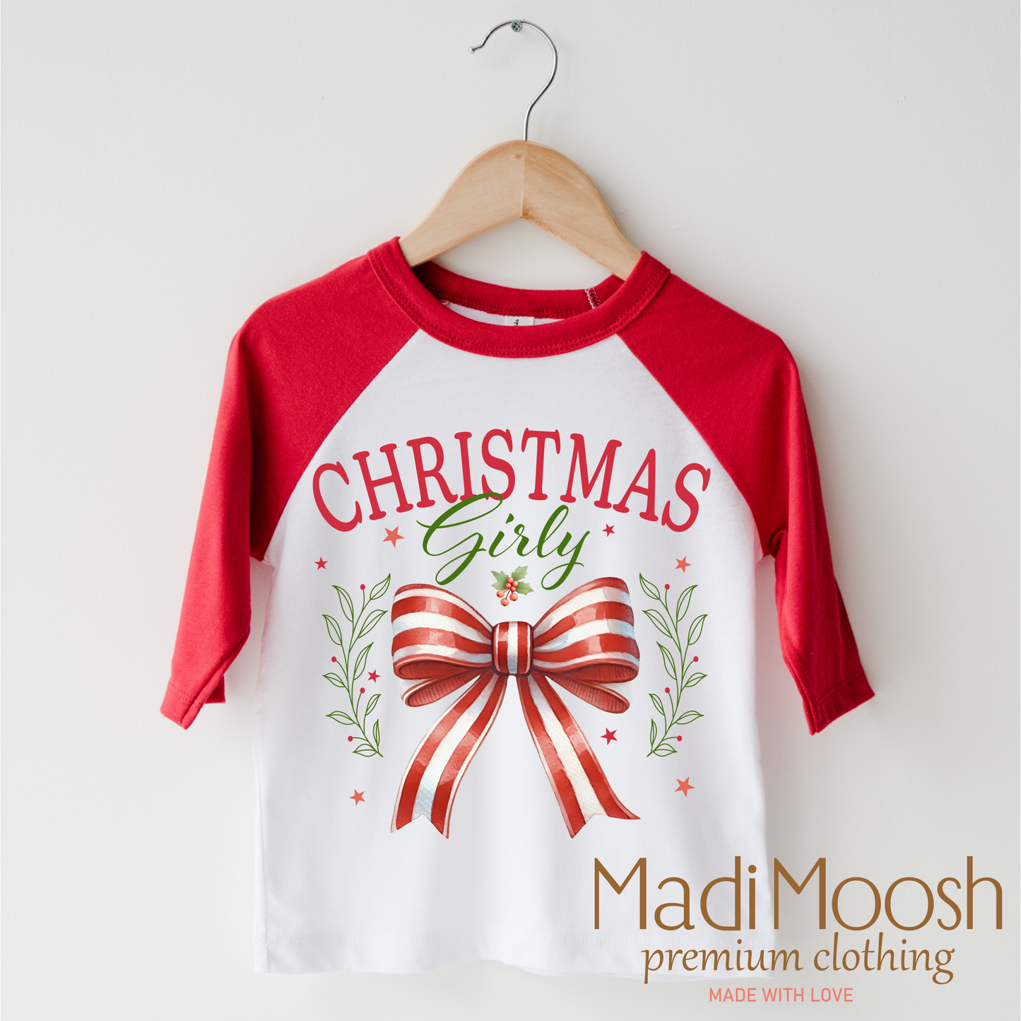 Christmas Girly Bow Shirt Christmas Tee Madi Moosh