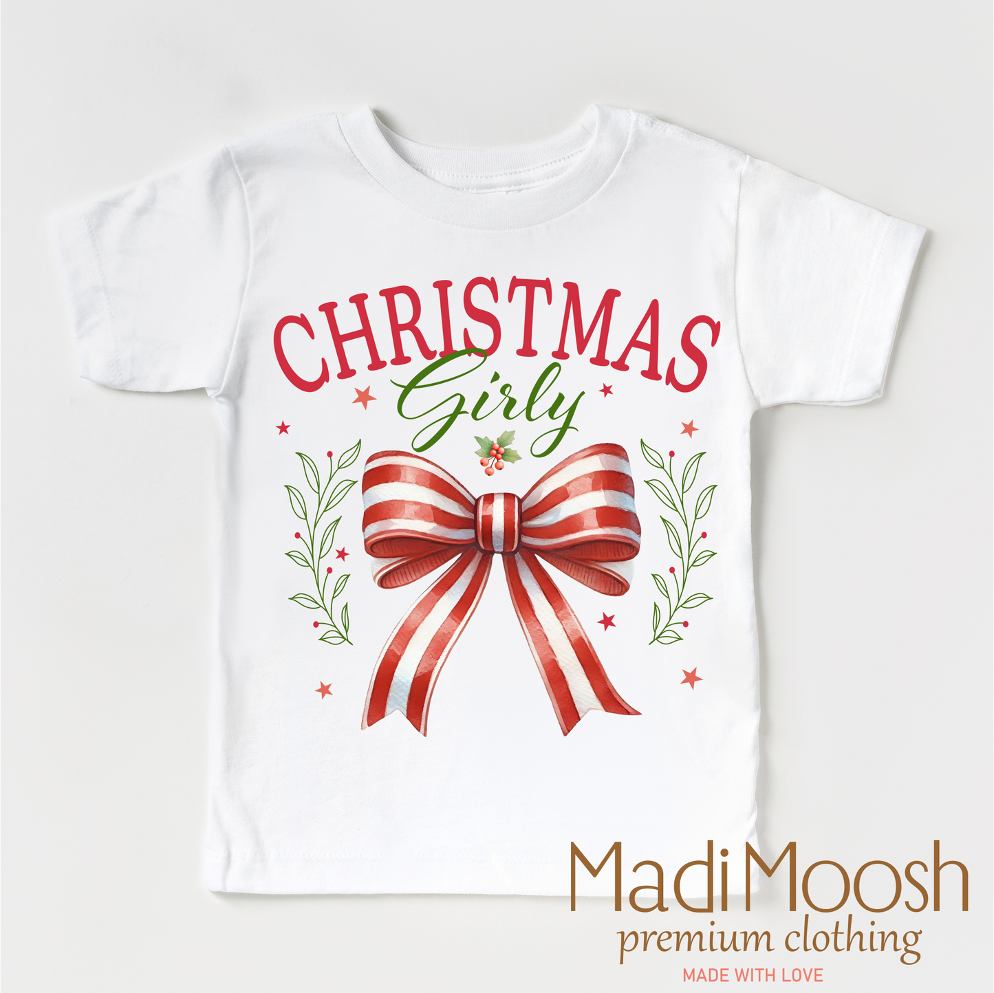 Christmas Girly Bow Shirt Christmas Tee Madi Moosh