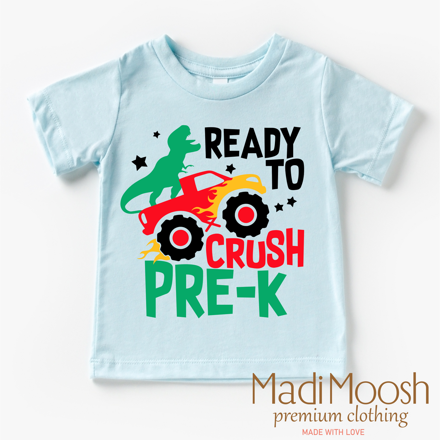Dinosaur Monster Truck Pre-K Shirt Back To School Tee