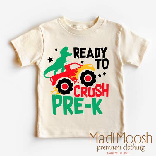 Dinosaur Monster Truck Pre-K Shirt Back To School Tee