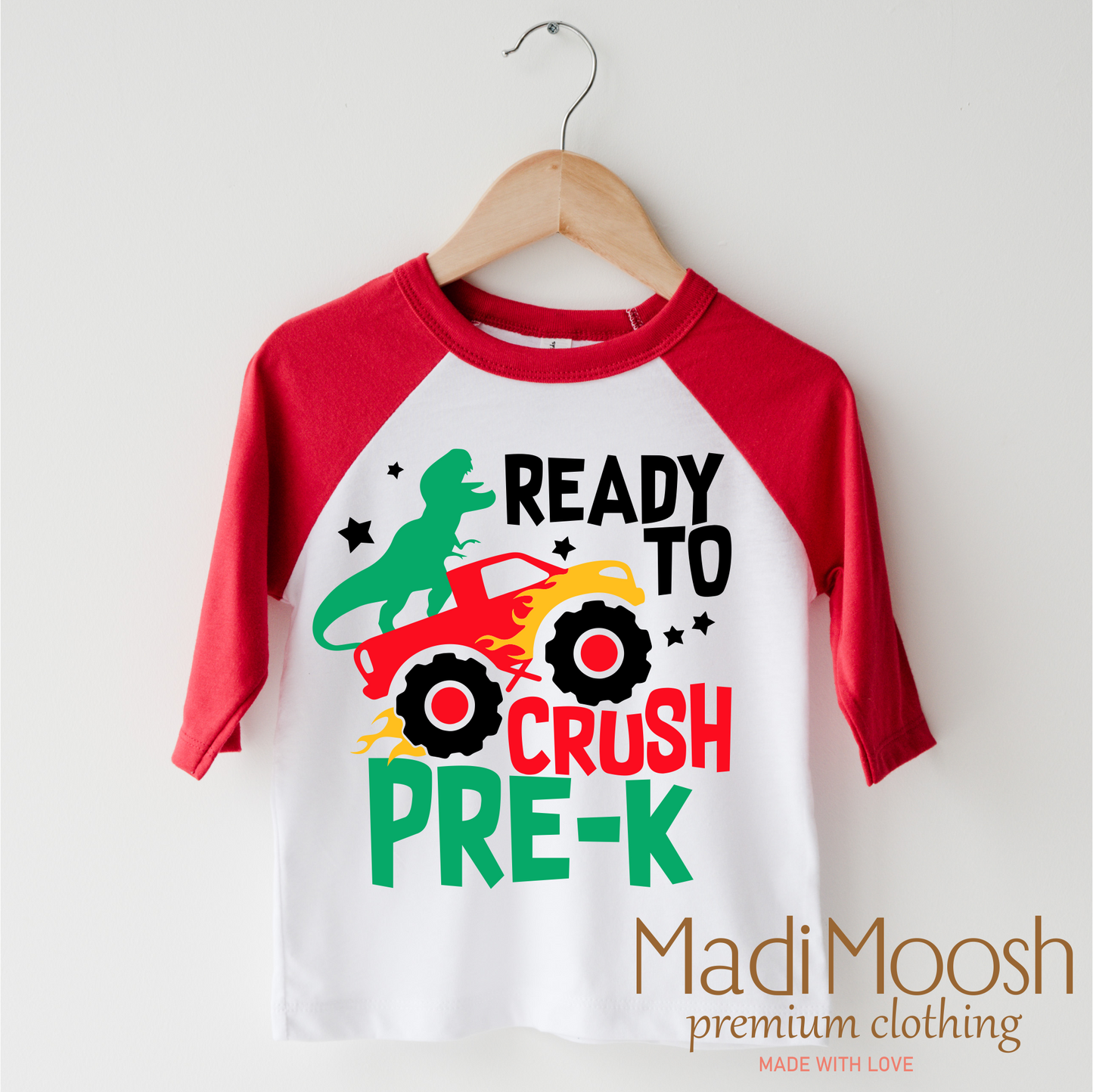 Dinosaur Monster Truck Pre-K Shirt Back To School Tee
