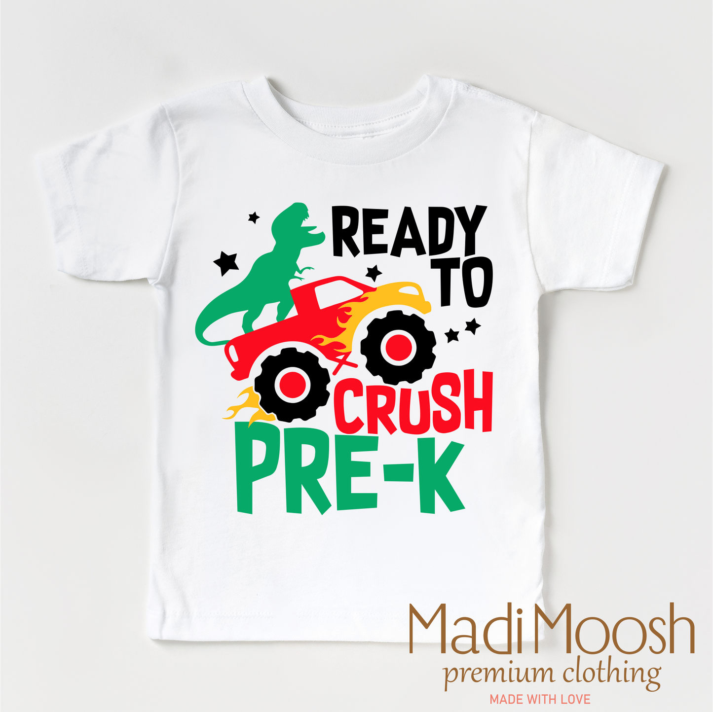 Dinosaur Monster Truck Pre-K Shirt Back To School Tee