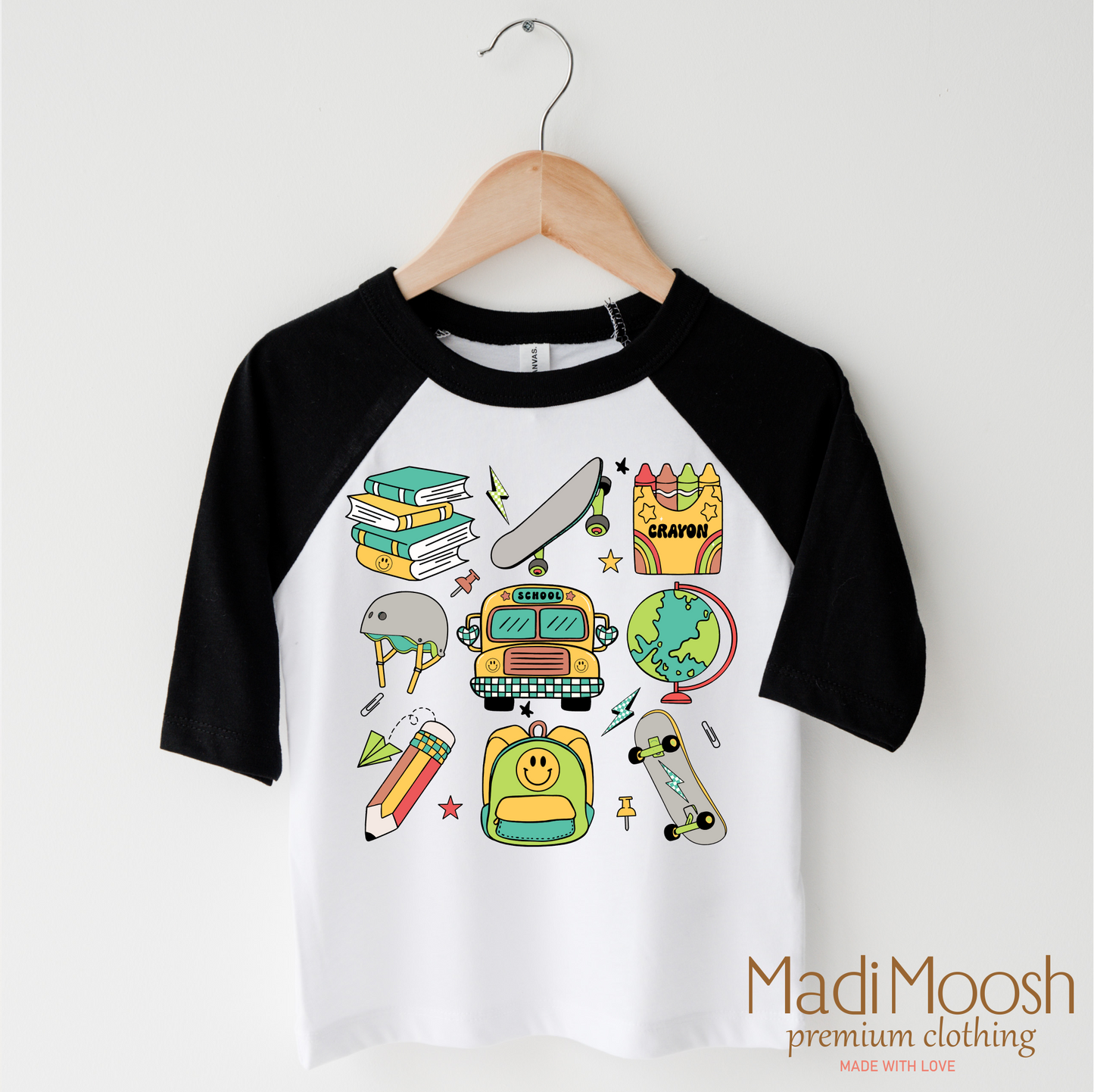 Boys Cute Back To School Shirt Cotton Bella Canvas Madi Moosh