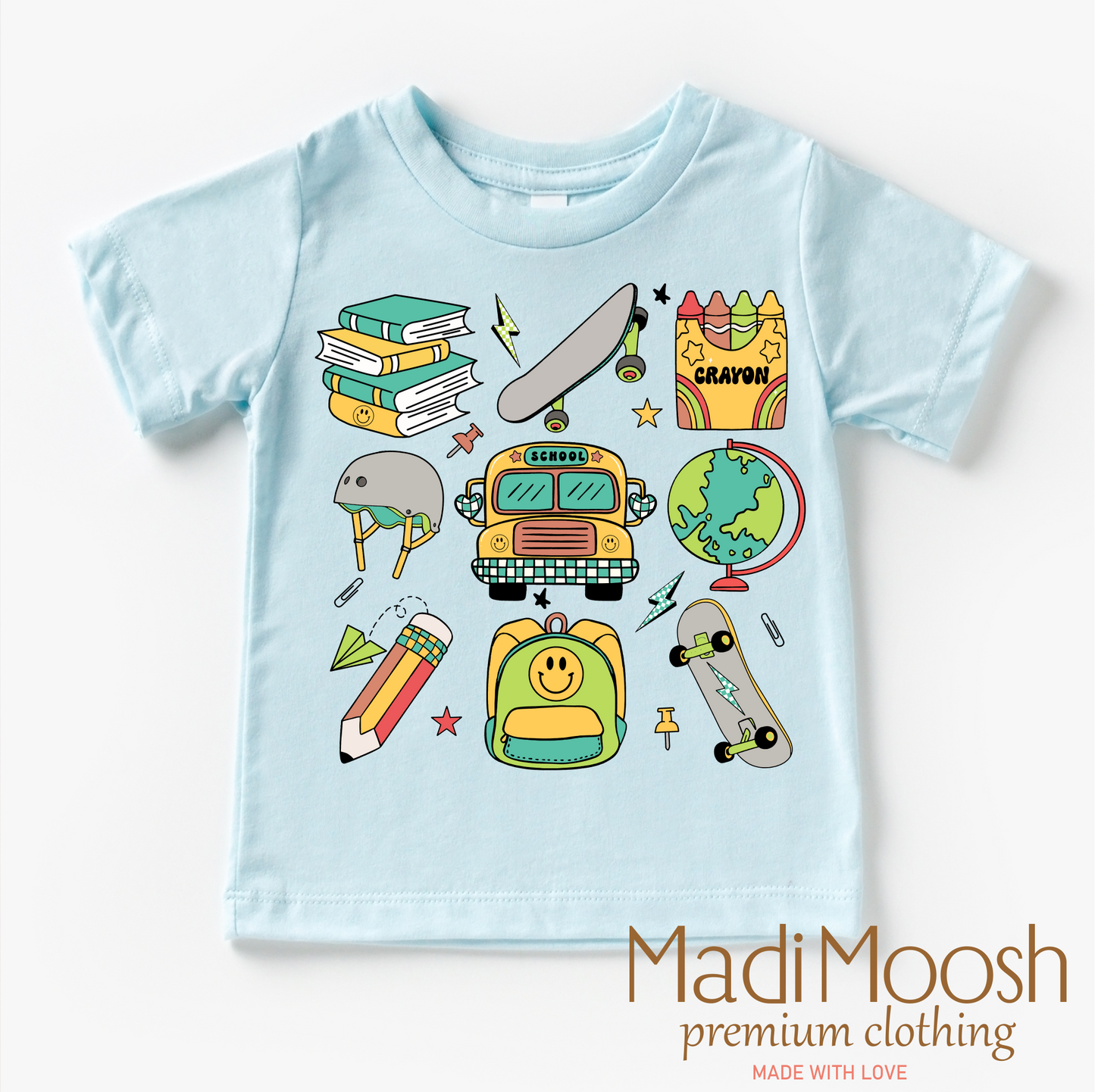 Boys Cute Back To School Shirt Cotton Bella Canvas Madi Moosh