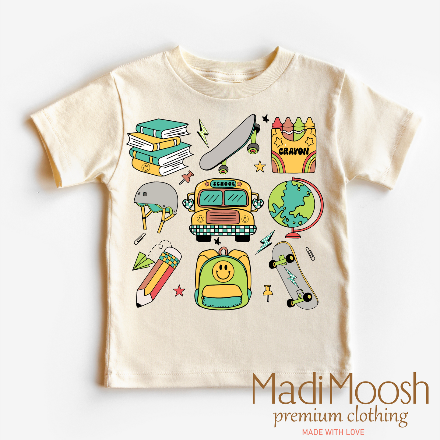 Boys Cute Back To School Shirt Cotton Bella Canvas Madi Moosh